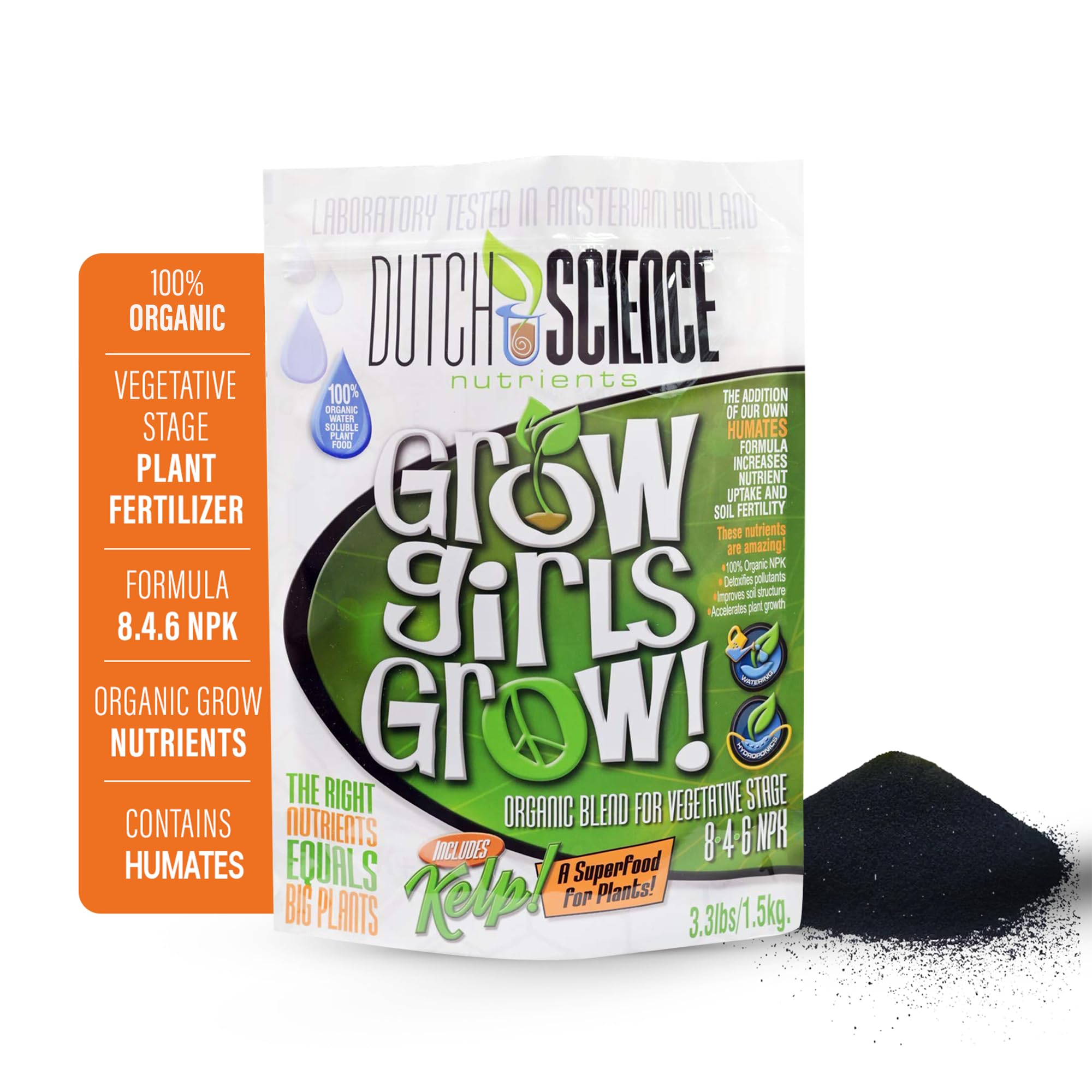 Organic Plant Fertilizer for Vegetative Stage - 100% Natural Bud & Flower Booster | Grow Girls Grow Powder Enhances Root Development & Plant Strength (1.5kg) | Ideal for Indoor Gardening, Hydroponics & Homegrown Vegetables