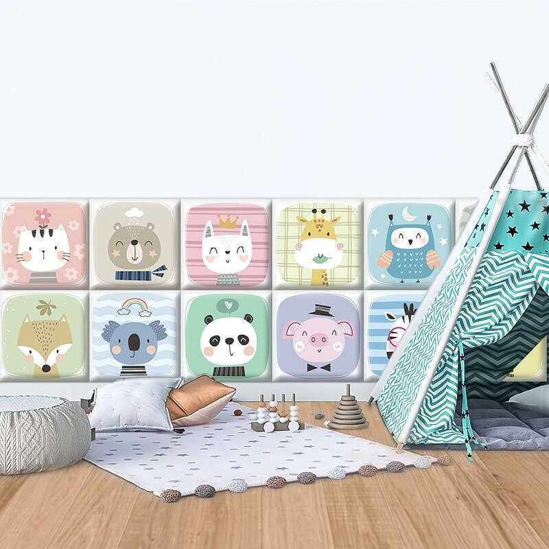 Soft Baby Farm Animal Wall Padded Safety Cushions for Kids - Nursery Decor, Playroom Protection & Toddler Safety Bumpers (Set of 4) - Perfect for Daycare, Bedroom & Play Areas