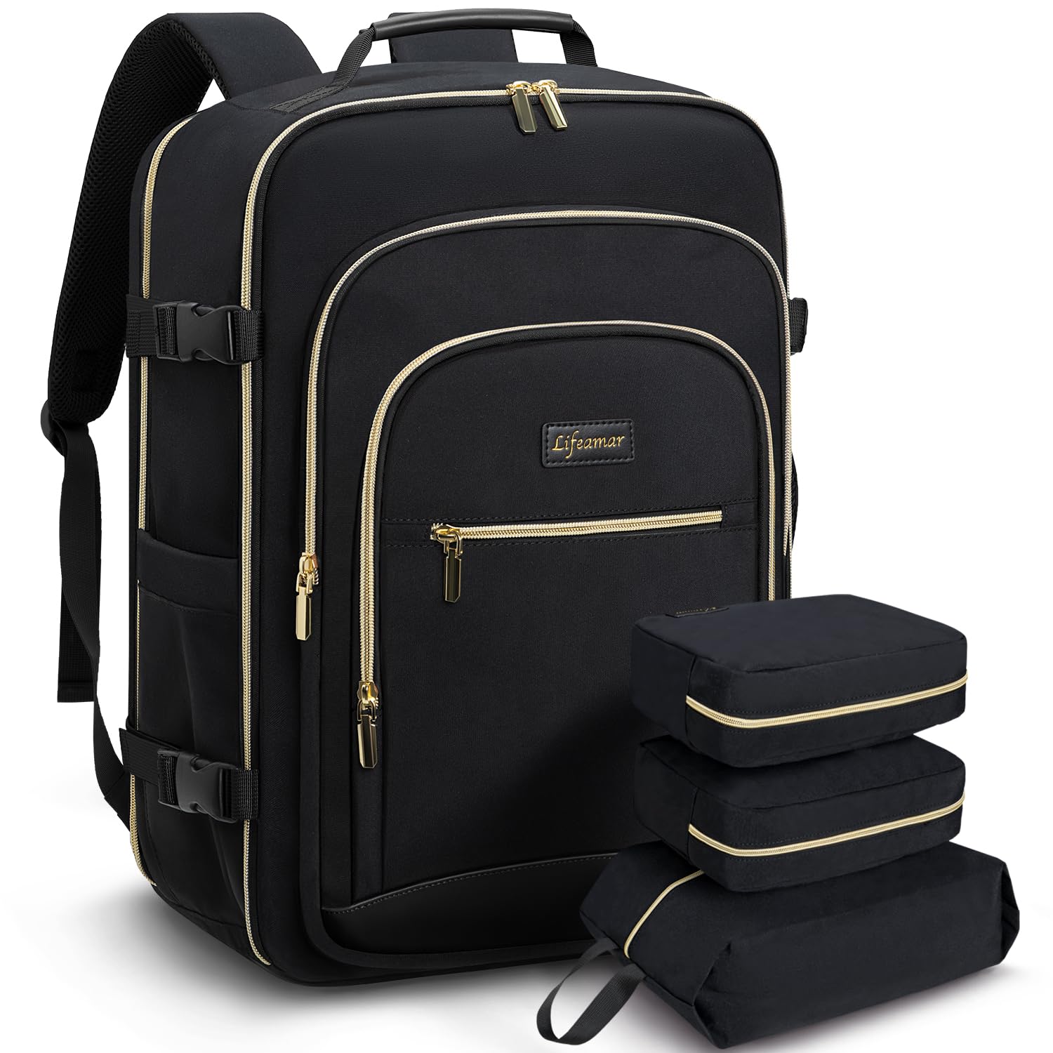 40L Waterproof Travel Backpack for Women - TSA Approved Carry On Backpack with 3 Packing Cubes, Airplane Personal Item Bag for Weekend Trips & Business Travel Essentials | Perfect for Flight, Commute & Outdoor Adventures