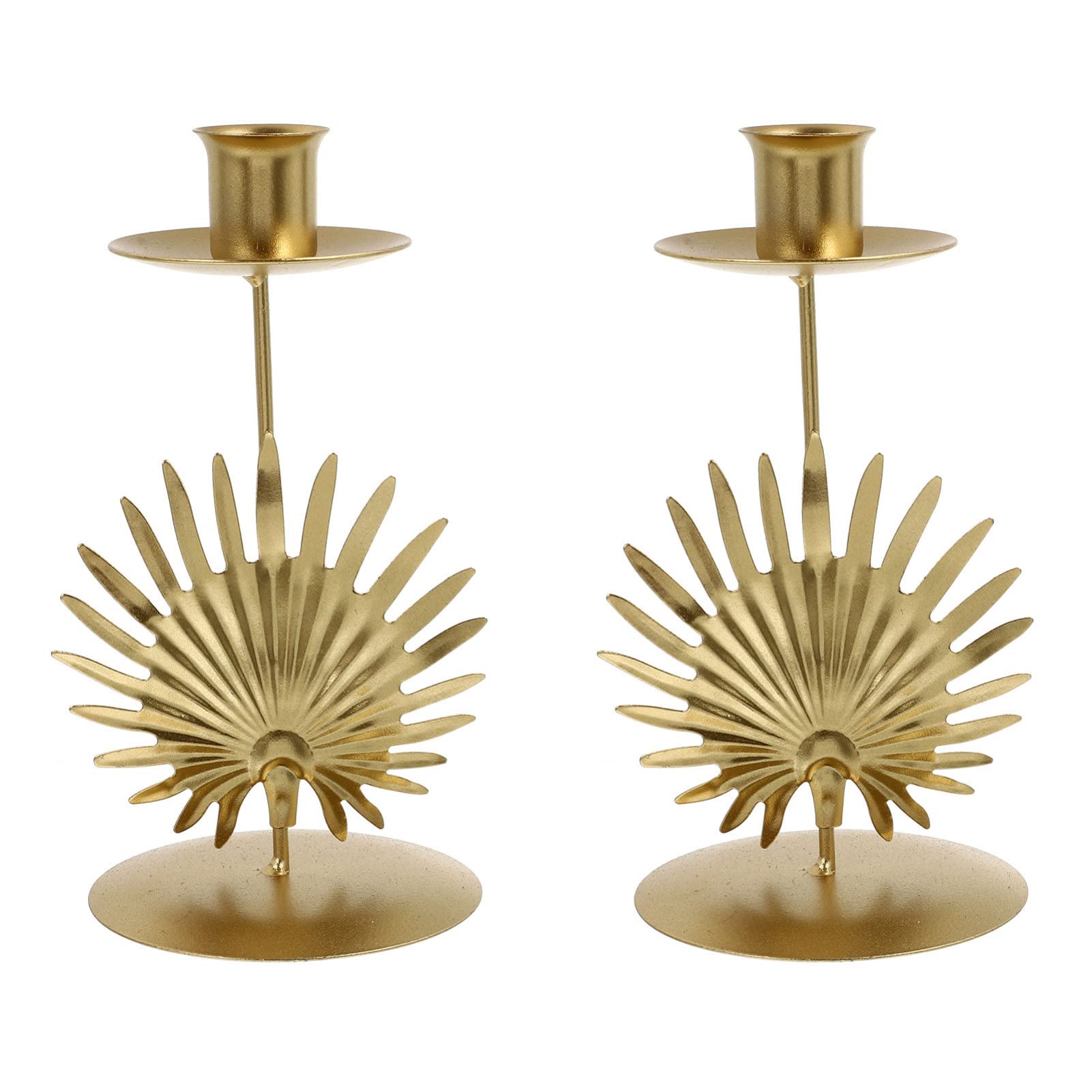 Vintage Iron Candlestick Holders 2pcs - Leaf Design for Wedding & Dining Decor