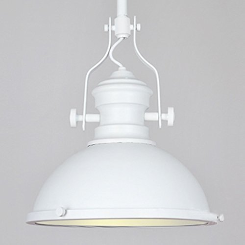 Vintage Industrial Pendant Light - Antique Iron Hanging Lamp with Frosted Glass Diffuser, Single Bulb Fixture for Restaurant, Bar, Clothing Store & Home Decor - White (Perfect for Dining Room, Kitchen Island, Foyer & Commercial Spaces)