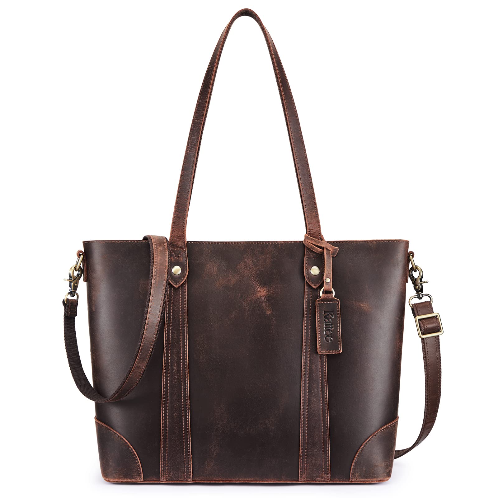 Kattee Leather Tote Bag for Women - Large Work Shoulder Purse for Office & Travel
