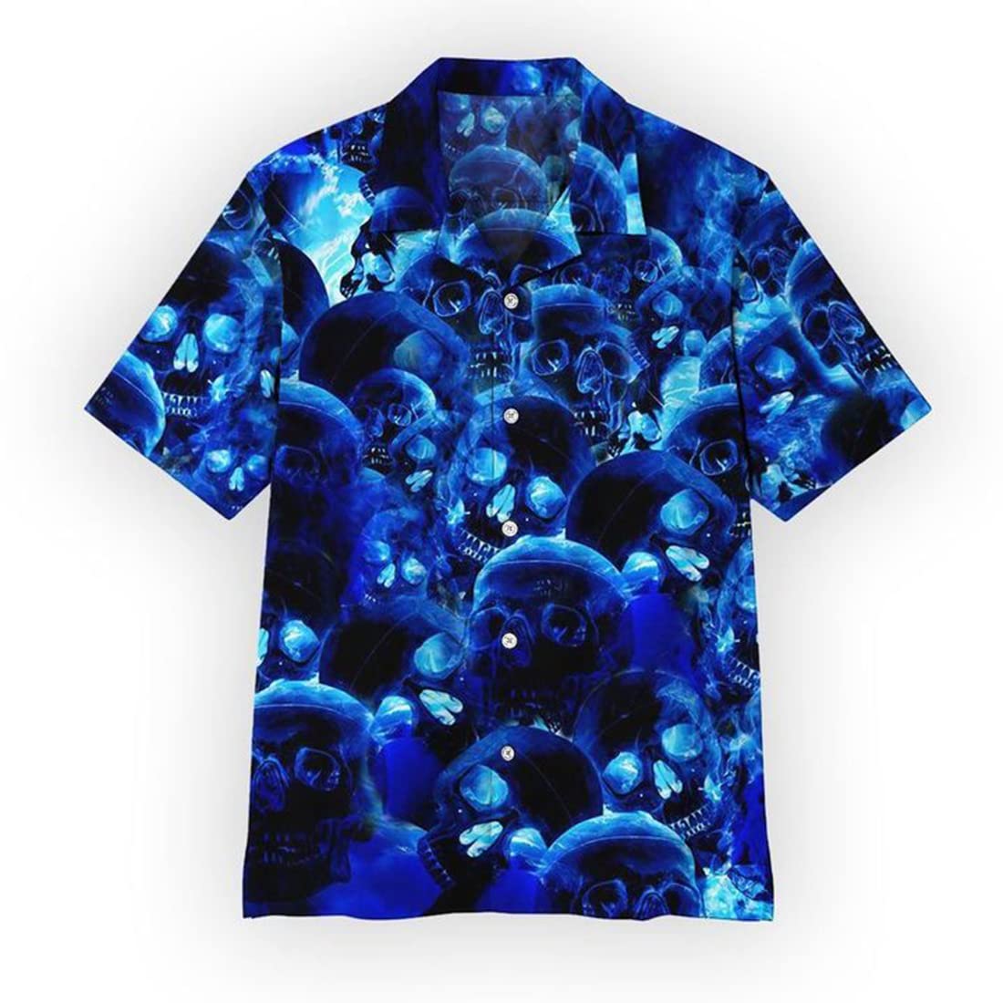 **Men's Hawaiian Shirt with Skull Print - Short Sleeve Button Down Beach Shirt for Summer - Casual Vacation & Luau Party Outfit - Set of 13**    *(Perfect for beach vacations, pool parties, tropical getaways, and summer festivals!)*