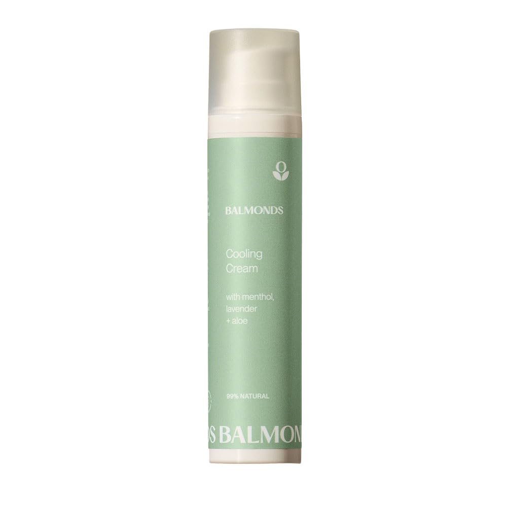 Balmonds Cooling Cream - 3.5oz (100ml) 99% Natural Moisturizer with Menthol & Aloe for Dry, Sensitive Skin - Fragrance Free, Vegan, Cruelty Free - Perfect for Sunburn Relief & Post-Workout Recovery
