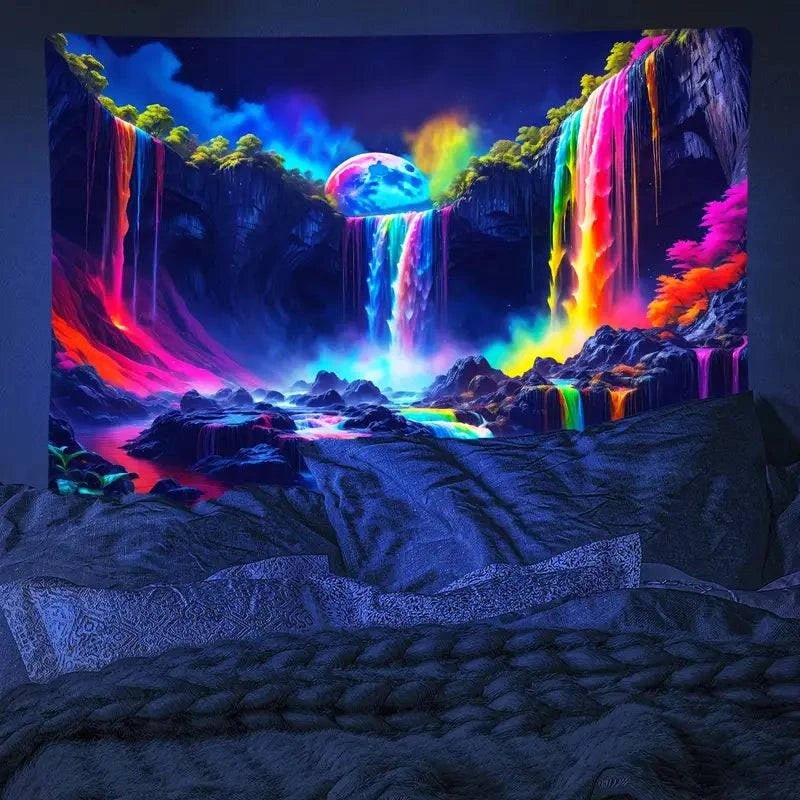 Stunning Mountain Waterfall with Rainbow Wall Art - Nature Landscape Canvas Print for Home & Office Decor | Perfect for Living Room, Bedroom, or Meditation Space