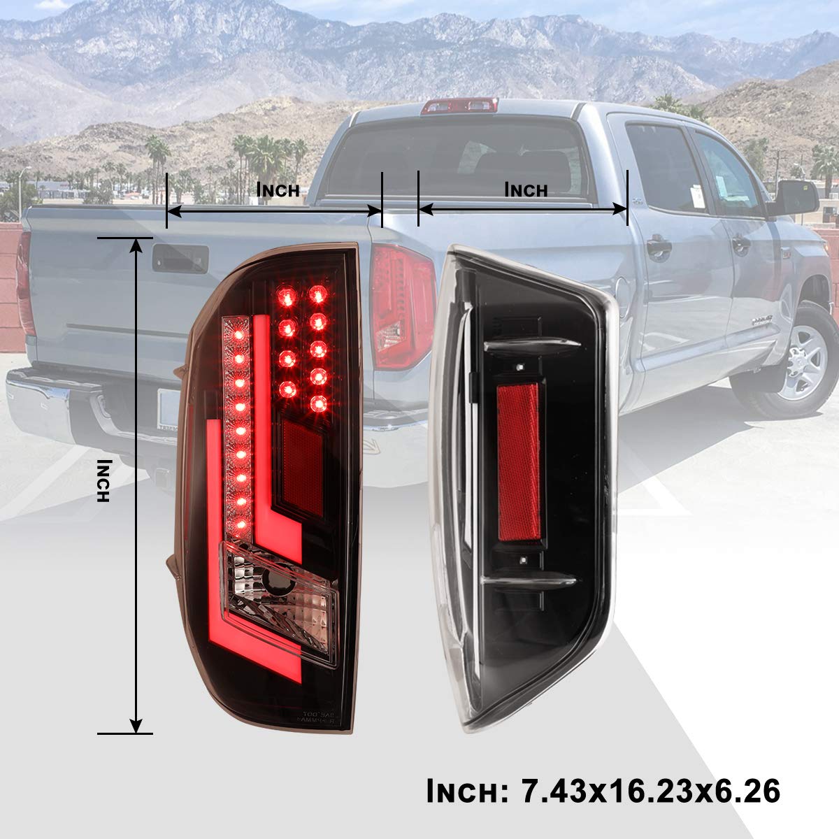ROXX LED Tail Lights Assembly for 2014-2020 Toyota Tundra - Clear LED Turn Signal, DRL & Brake Light Replacement Kit (Driver & Passenger Side) | Perfect for Night Driving & Enhanced Safety