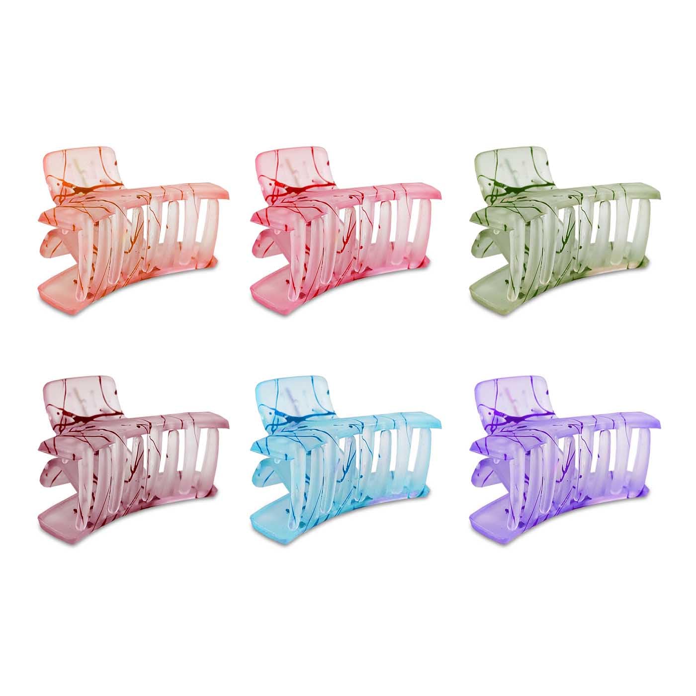 Airtick Printed Ice Matte Hair Claw Clips for Women - 6 Pack Colorful Hair Clips for Effortless Everyday Styling, Party, Work & Casual Outfits