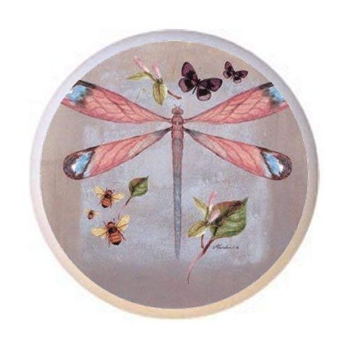 Dragonfly Image #DGF1014 Glossy Ceramic Cabinet Knobs - The Dragonflies in The Round Collection Drawer Pulls for Dresser & Furniture (Perfect for Bedroom, Bathroom & Kitchen Cabinets)