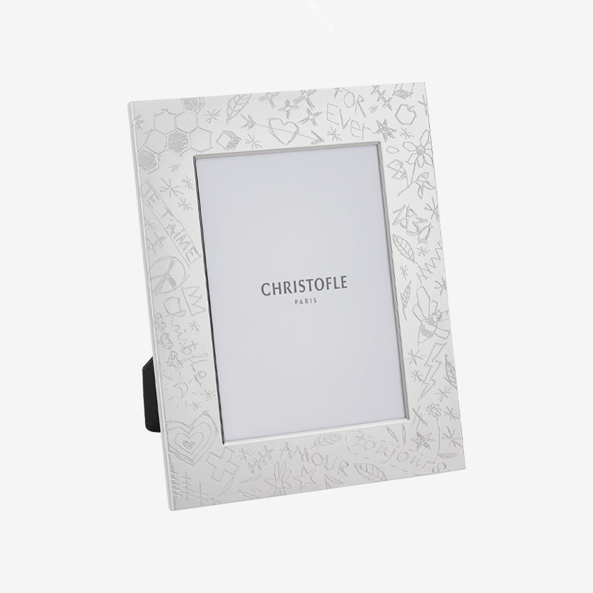 Christofle Graffiti Picture Frame - Elegant Silver Photo Display for Home & Office Decor | Perfect for Gifts, Weddings, and Wall Art