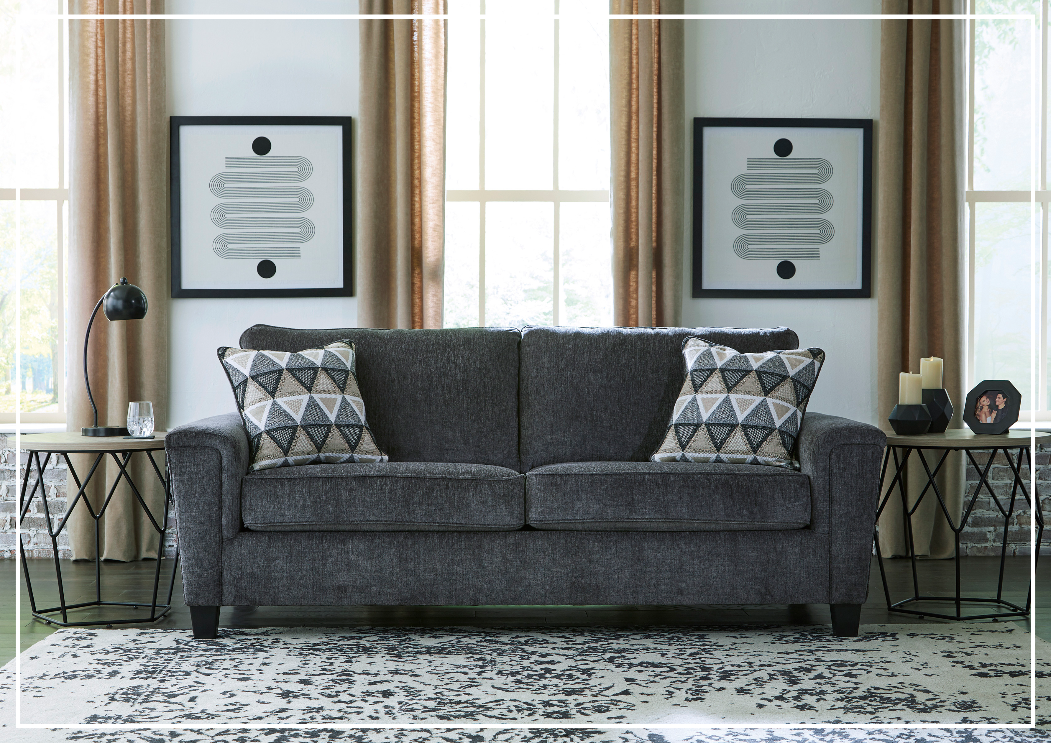 Gio Italia Abigail Queen Fabric Sofa Sleeper - Convertible Bed, Beige or Dark Grey | Comfortable Modern Living Room Furniture for Small Spaces & Guest Rooms