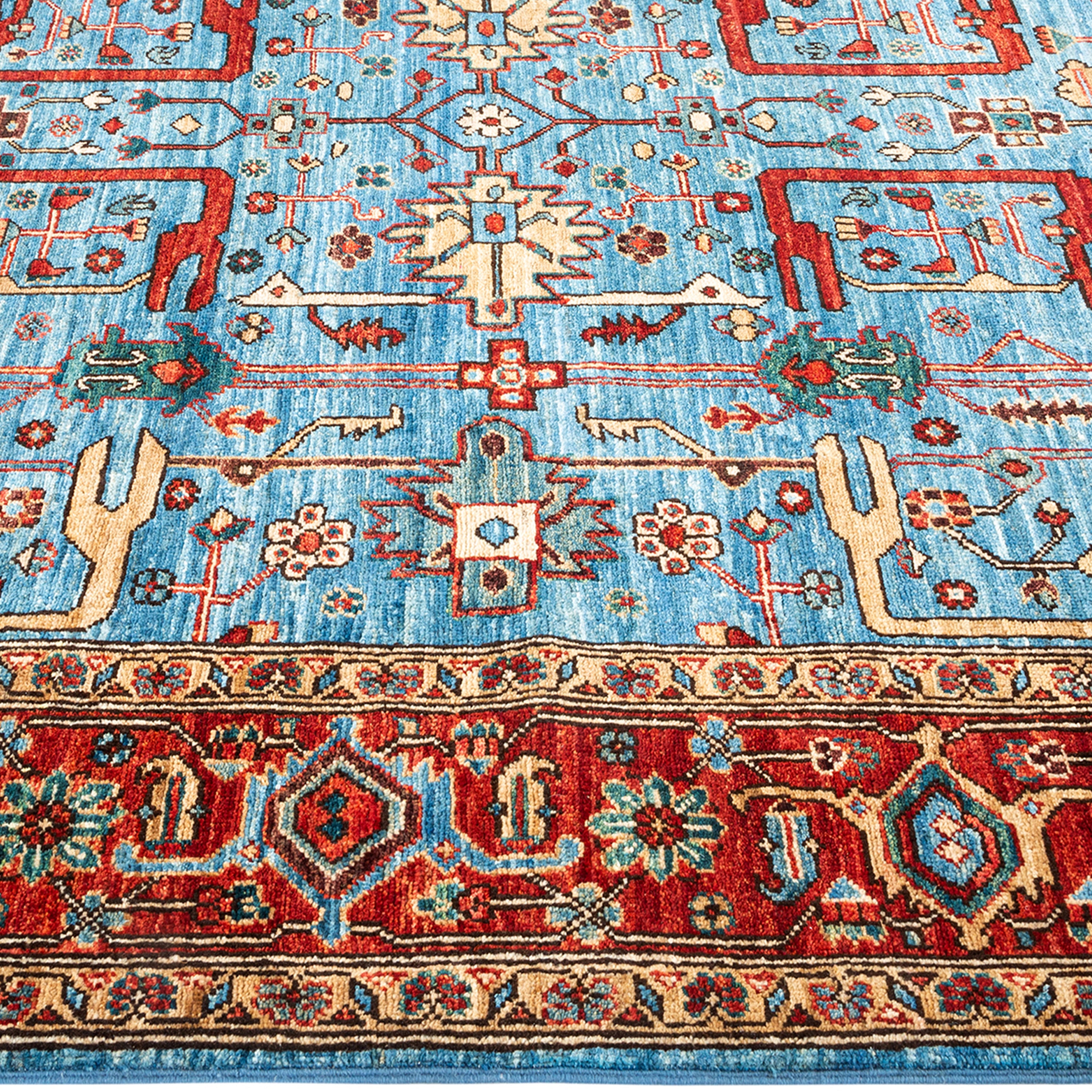Handmade Blue Traditional Serapi Wool Rug 6'2