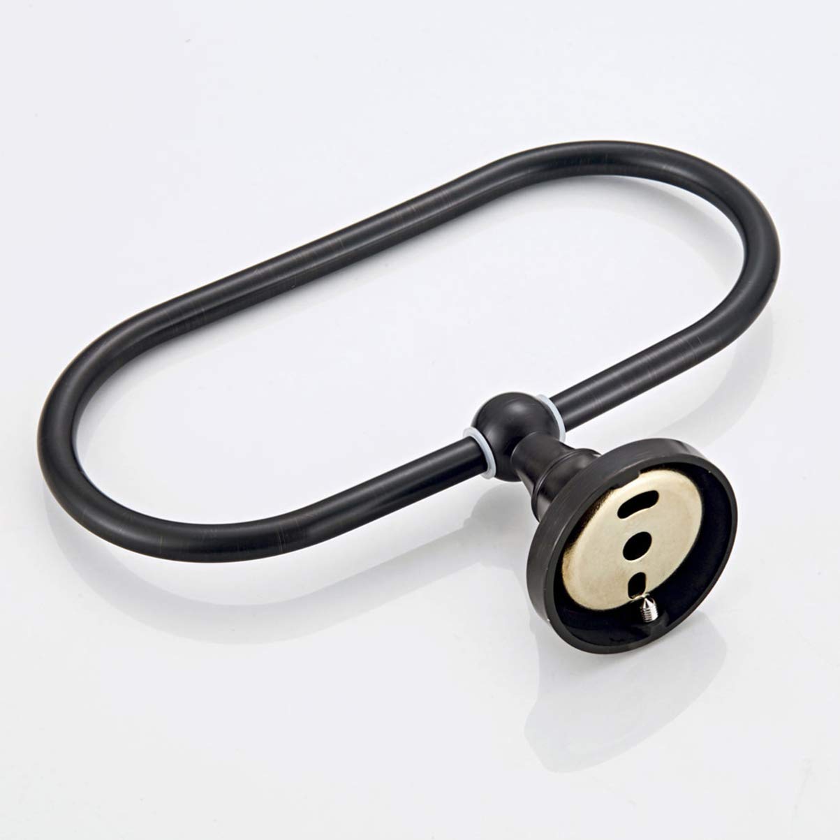 VOSAREA Modern Oval Copper Towel Ring - Wall Mounted Chrome Towel Hanger for Bathroom, Toilet & Kitchen - Durable Black Towel Holder for Hand & Dish Towels (Perfect for Home, Hotel & Spa Decor)
