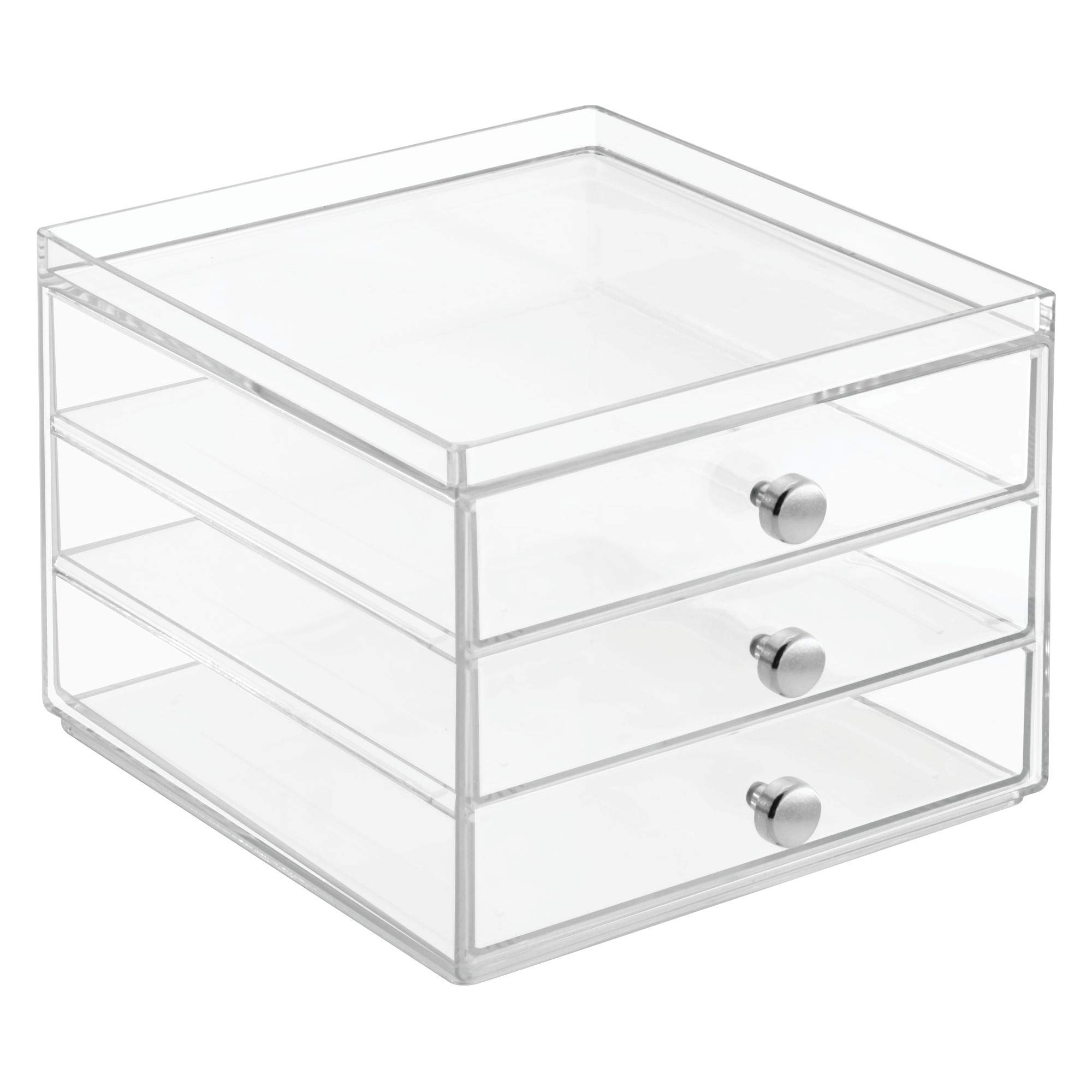 iDesign 3-Tier Plastic Vanity Organizer - Slim Cosmetic Storage Drawers for Makeup, Hair Care & Dental Supplies - Compact Bathroom, Dorm & Desk Organizer (6.5