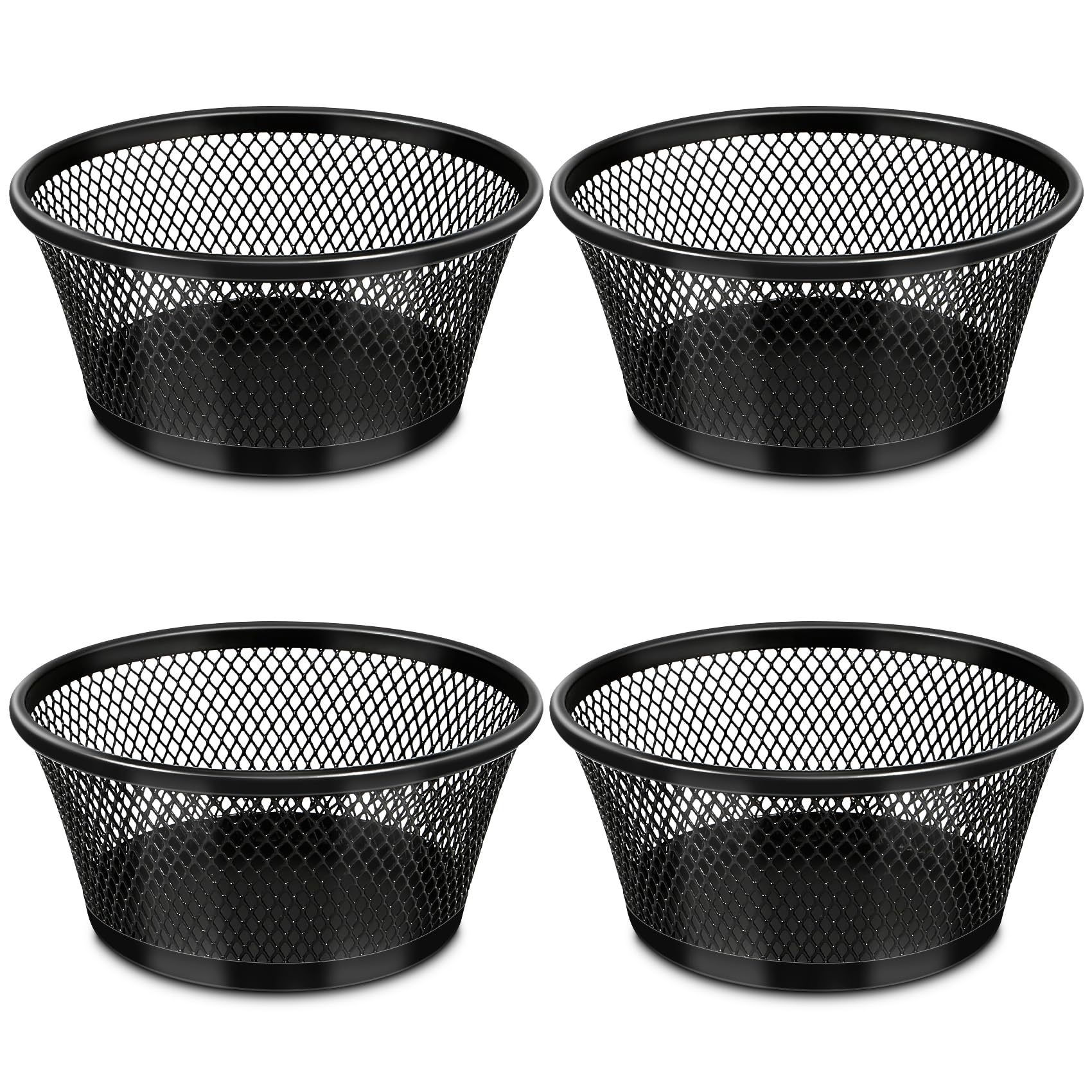 Magnetic Paper Clip Holder 4-Pack - Black Desk Organizer for Office Supplies, Paper Clips & Staples | Perfect for Home, Office, or School Workspace Organization