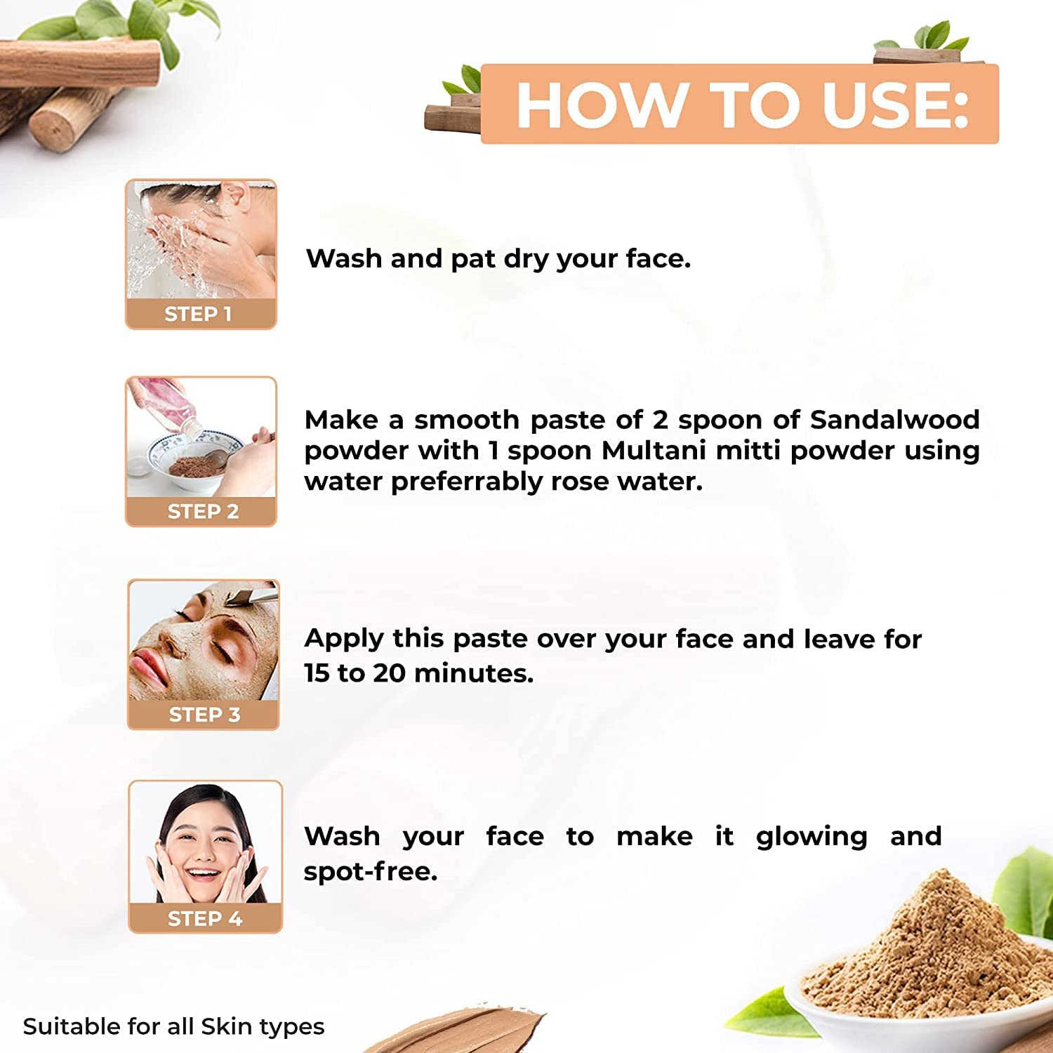 Pure & Natural Red Sandalwood Powder for Skin Brightening - Removes Sun Tan, Reduces Blemishes & Acne Treatment - Promotes Glowing, Pinkish & Soft Skin - 25g (Ideal for DIY Face Masks, Spa Treatments & Ayurvedic Skincare)