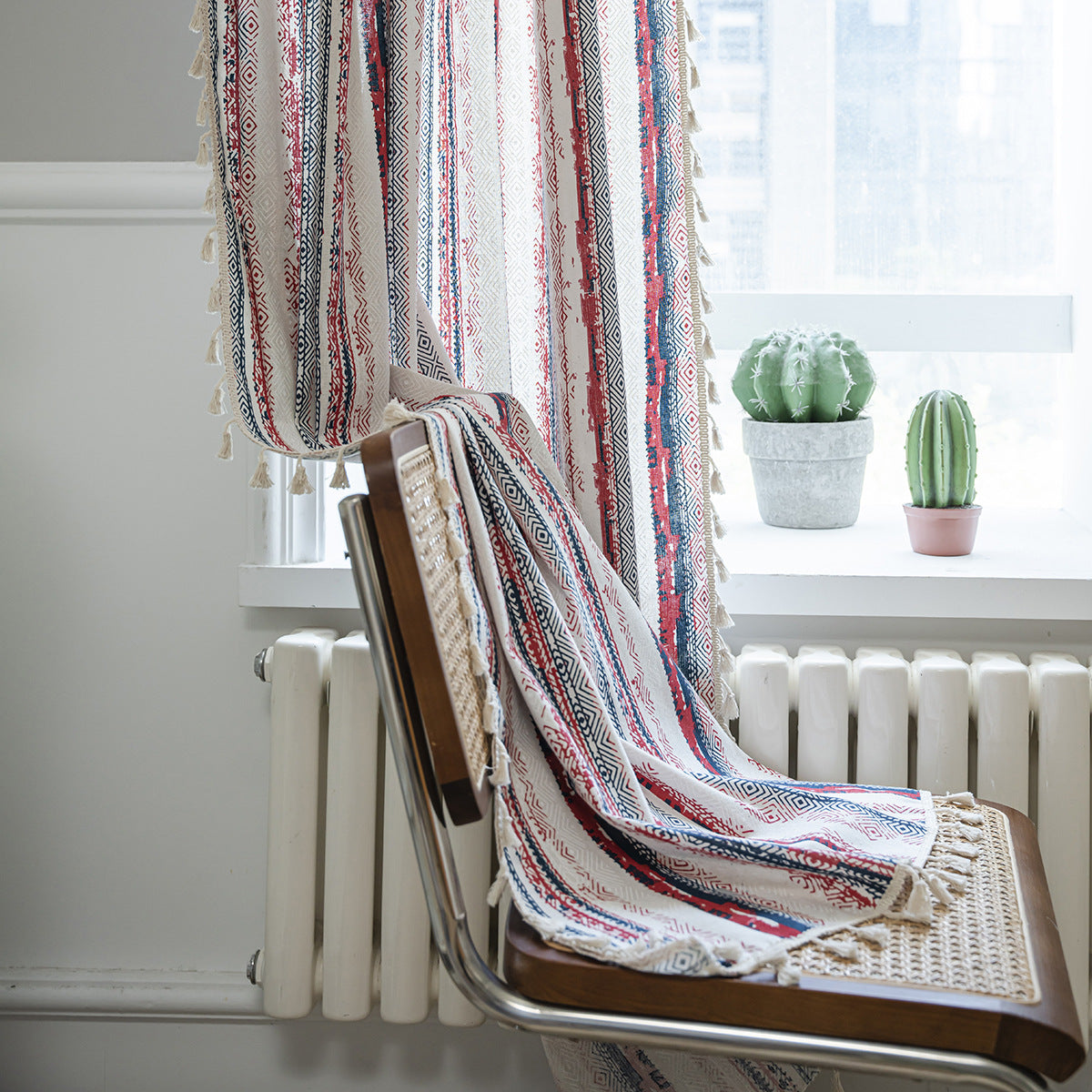 Edith Red Diamond Sheer Light Filtering Grommet Custom Curtains - Elegant Window Treatment for Living Room & Bedroom