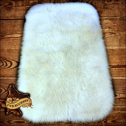 Luxury Faux Fur Sheepskin Accent Rug - Soft Plush Off-White Carpet 3x5 Feet for Living Room, Bedroom & Nursery Decor