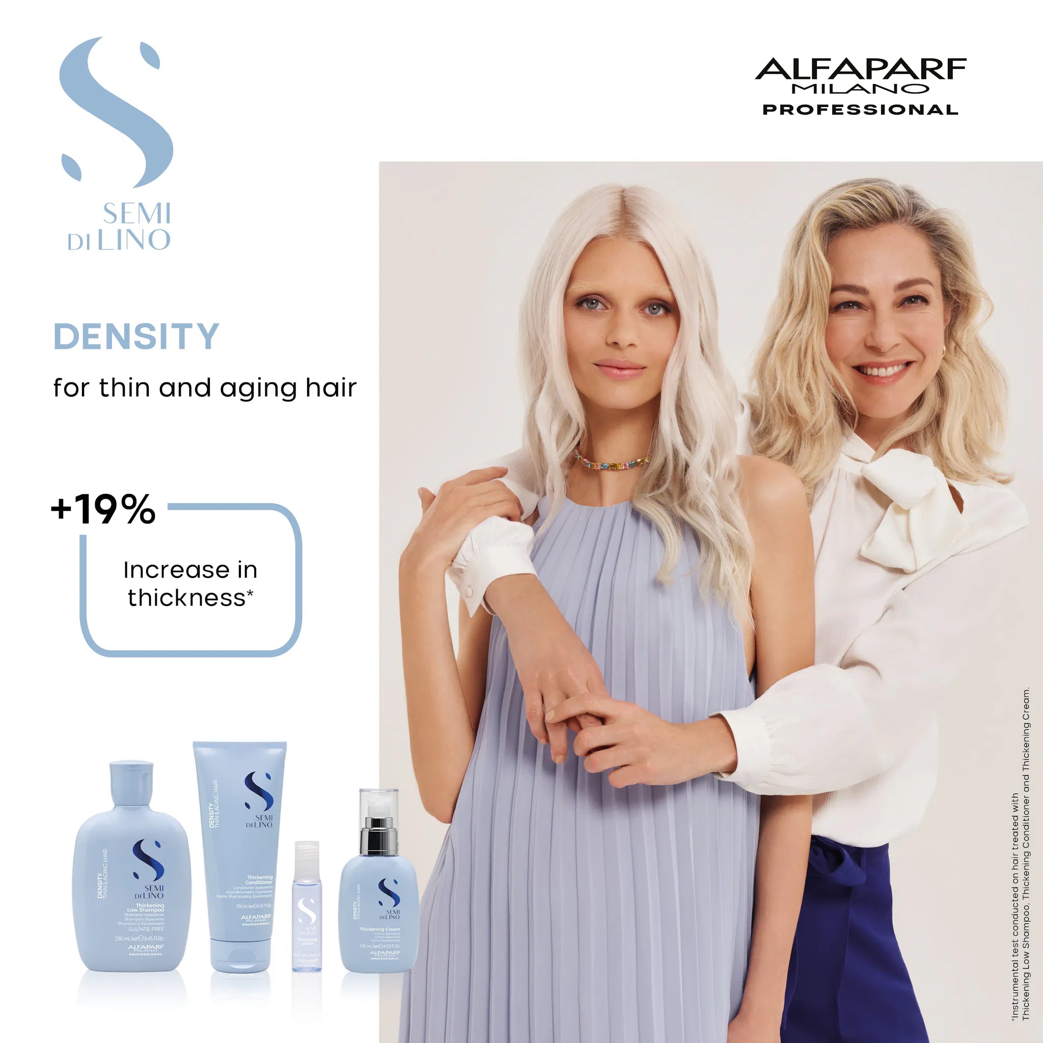 Alfaparf Milano Semi Di Lino Density Thickening Shampoo 250ml & Conditioner 200ml Duo Set - Volumizing Hair Care for Fine & Thin Hair - Perfect for Daily Use at Home or Salon