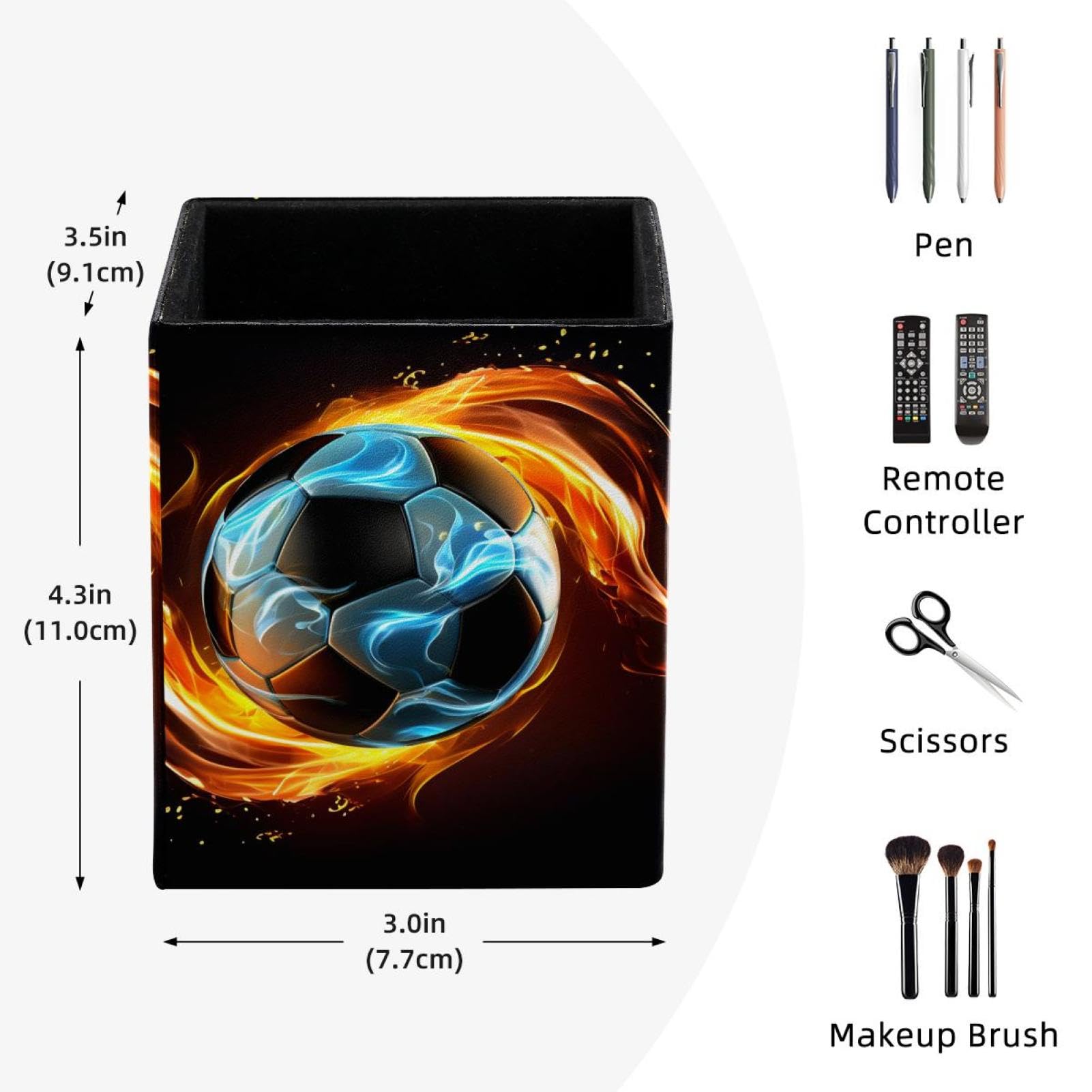 Flaming Football Pen Holder for Desk - Stylish Pencil Organizer for Office & School Supplies - Perfect for Desk Organization & Gift Giving