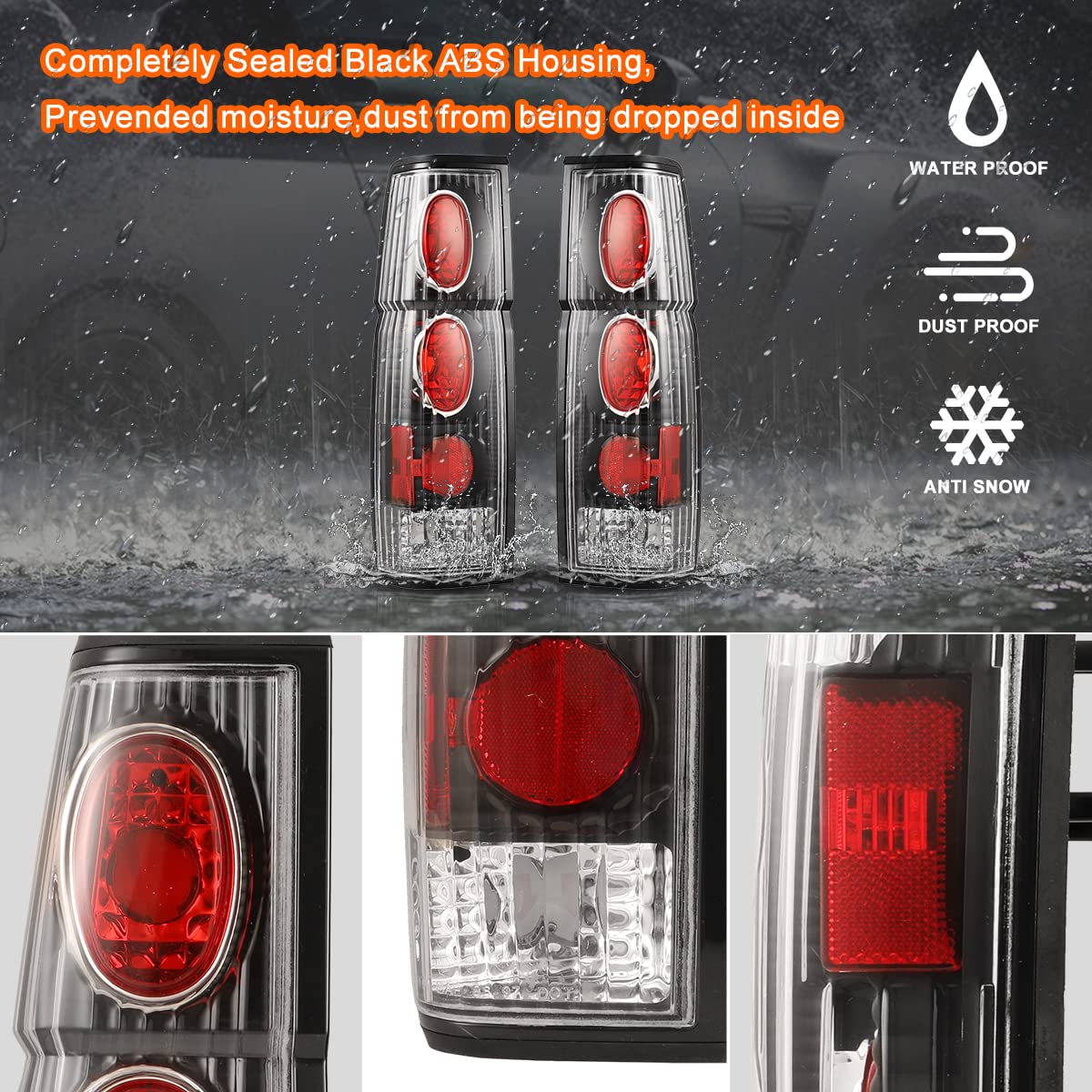 Nixon Offroad Tail Lights for Nissan Hardbody D21 SE XE 1986-1994 & Pickup SE XE 1995-1997 - Matte Black Housing with Clear Lens - Direct Replacement Rear Lamps Assembly (1 Pair) - Perfect for Off-Roading, Night Driving, and Vehicle Restoration Projects