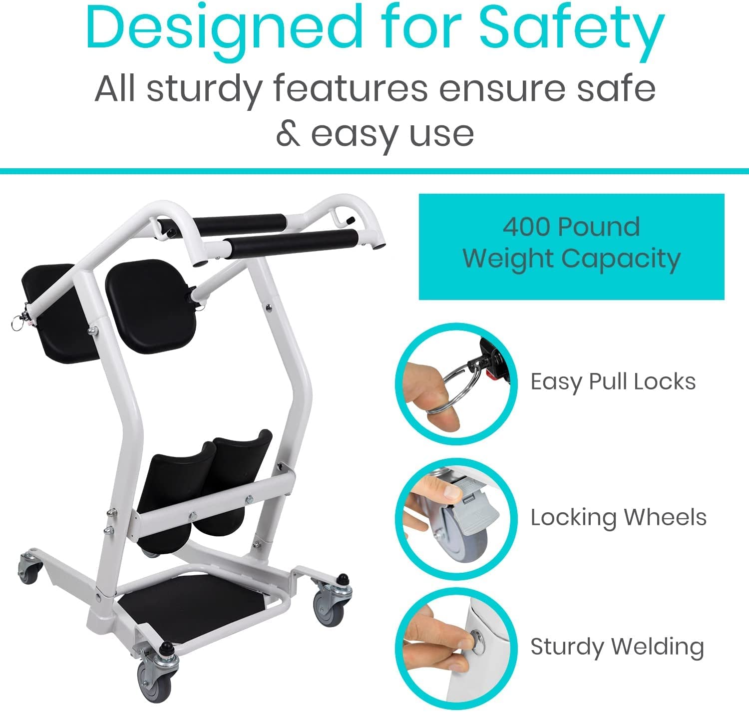 Vive Sit to Stand Lift & Transfer Sling - Elderly Stand Assist Mobility Aid for Home Care, Wheelchair Transfer Device, Disability Support for Adults (Sit to Stand Lift + Sling) - Ideal for Safe Patient Transfers from Bed to Chair or Wheelchair