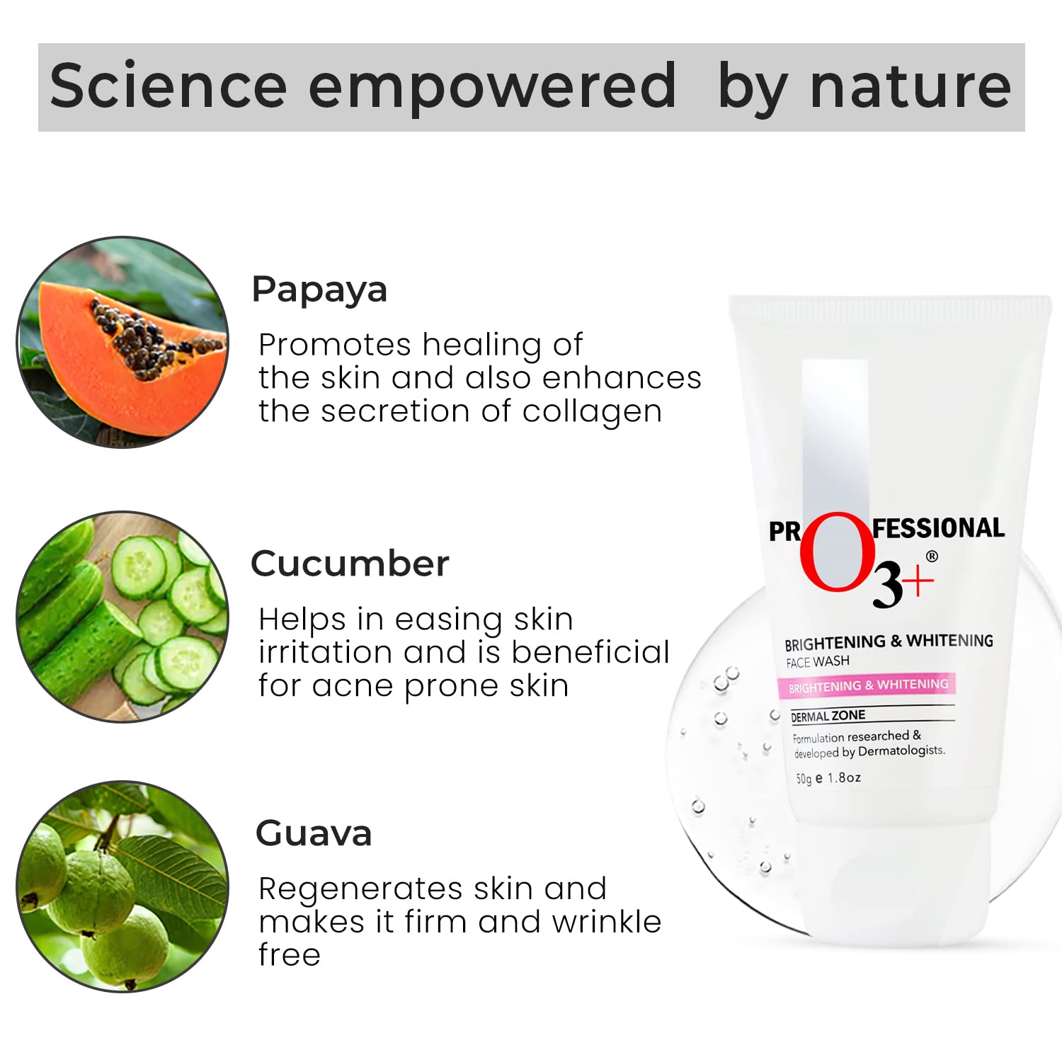 O3+ Brightening & Whitening Face Wash for Glowing Skin - Gentle Cleanser for Dark Spots & Uneven Tone - Perfect for Morning & Night Skincare Routine