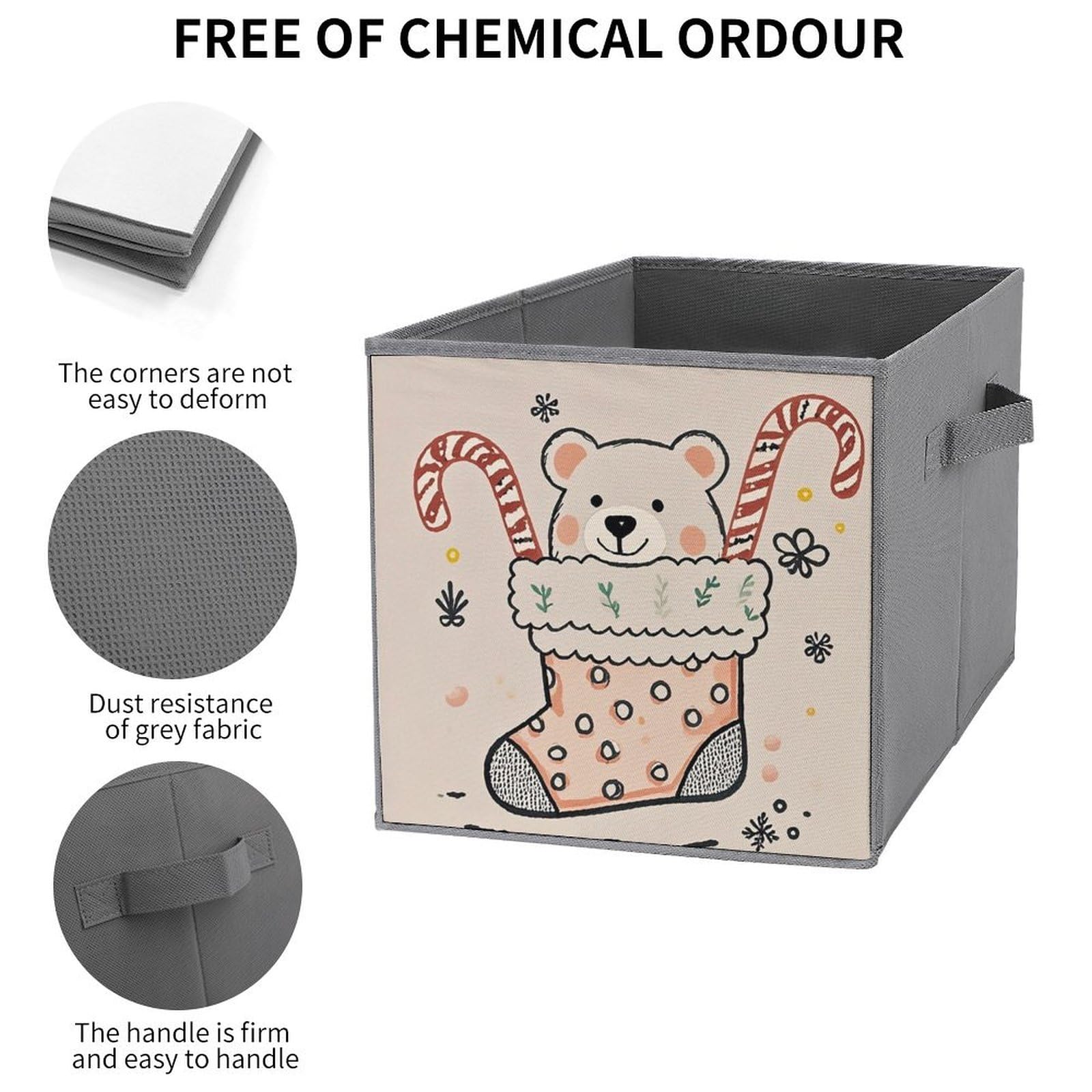 6-Pack Foldable Storage Bins with Bear Print - Large Capacity Fabric Storage Boxes with Handles for Home Organization, Playroom, Office & Closet - Perfect for Toys, Books & Clothes Storage