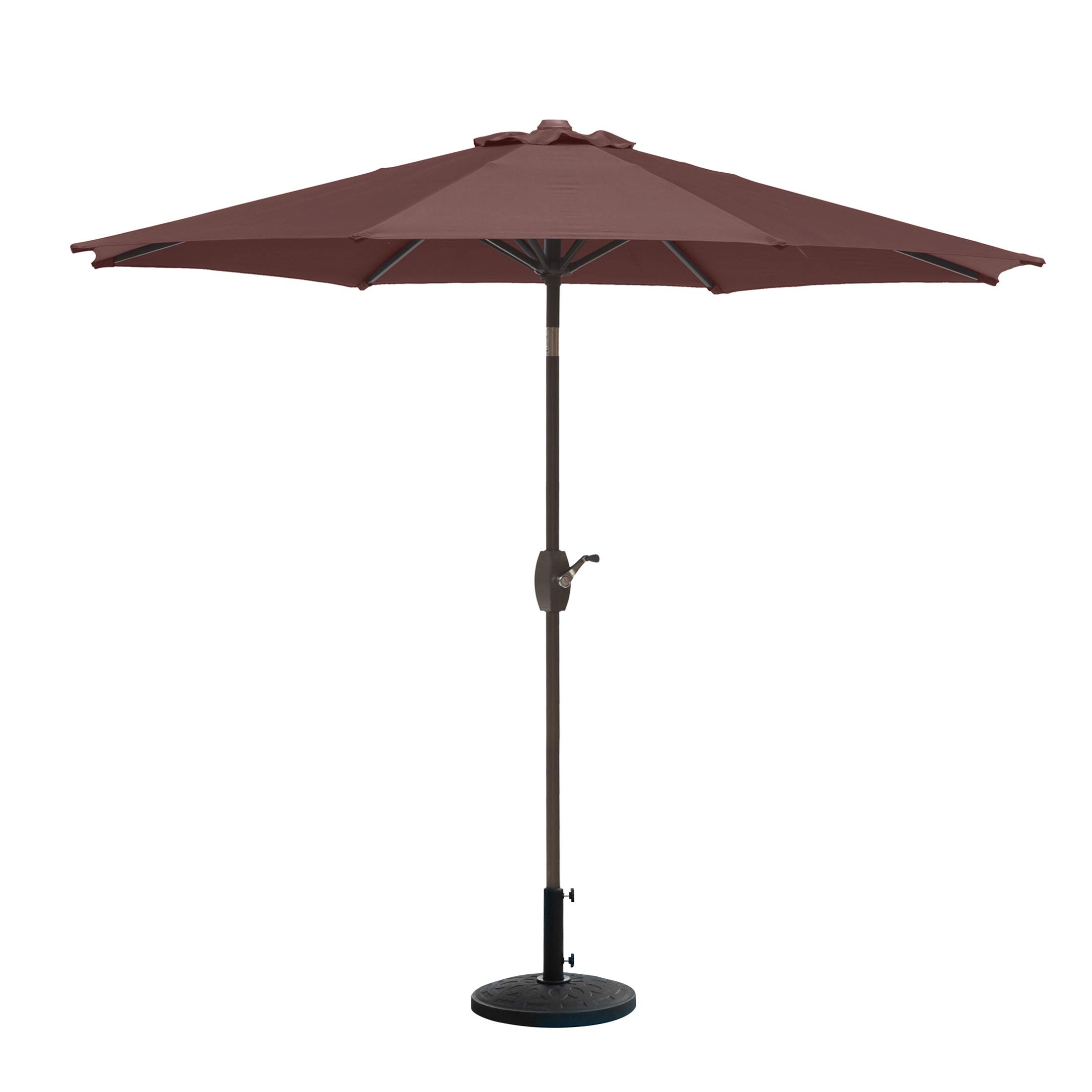 WO Home Furniture 9ft Outdoor Patio Umbrella with Heavy Duty Base - Round Sun Shade for Market Table, Backyard, Poolside & Garden Use