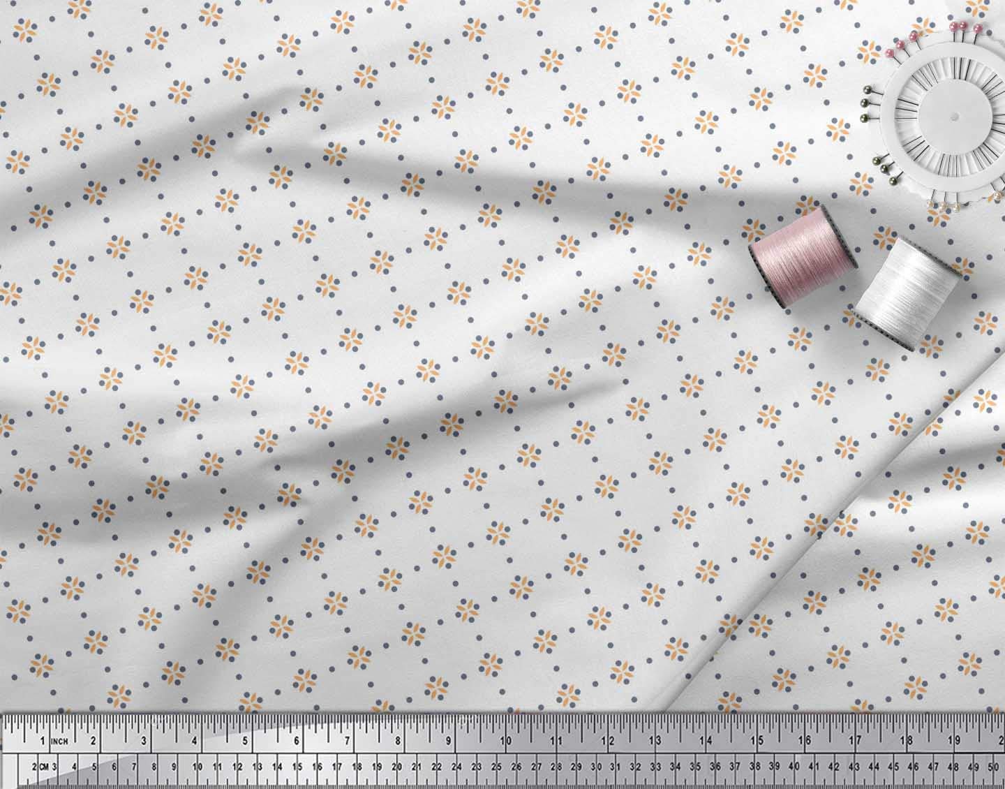 Soimoi Moss Georgette Brown Fabric by The Yard - 42 Inch Wide Dot & Floral Print Chiffon Material for Dresses, Scarves & DIY Crafts - Lightweight Soft Fabric for Sewing Projects & Home Decor