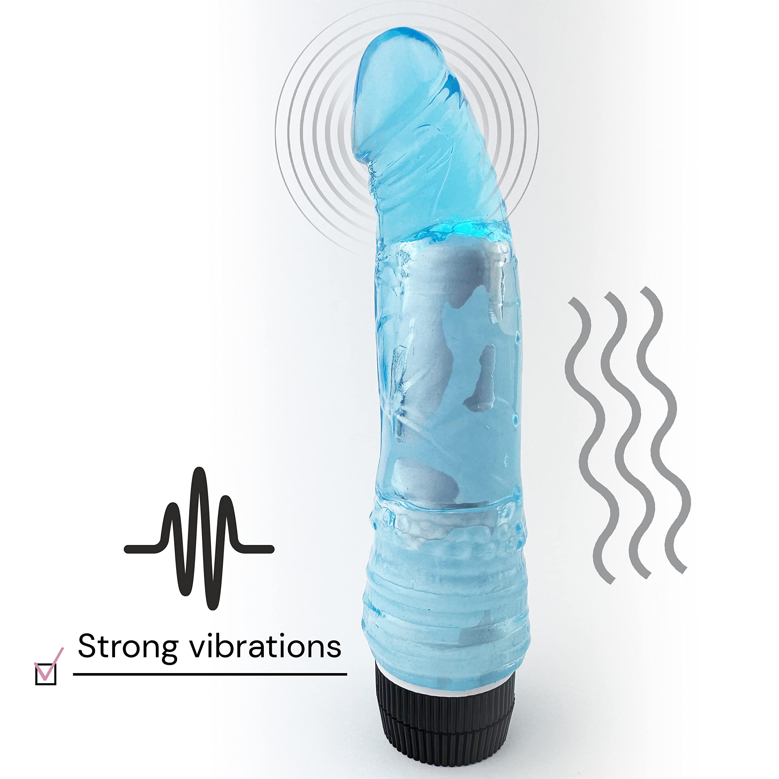Waterproof ABS Realistic Vibrator for Women - 7.5 Inch Blue Dildo with 1.4-1.7 Inch Diameter - Powerful G-Spot & Clitoral Stimulation Adult Toy for Solo Play, Couples Intimacy & Sensual Massage