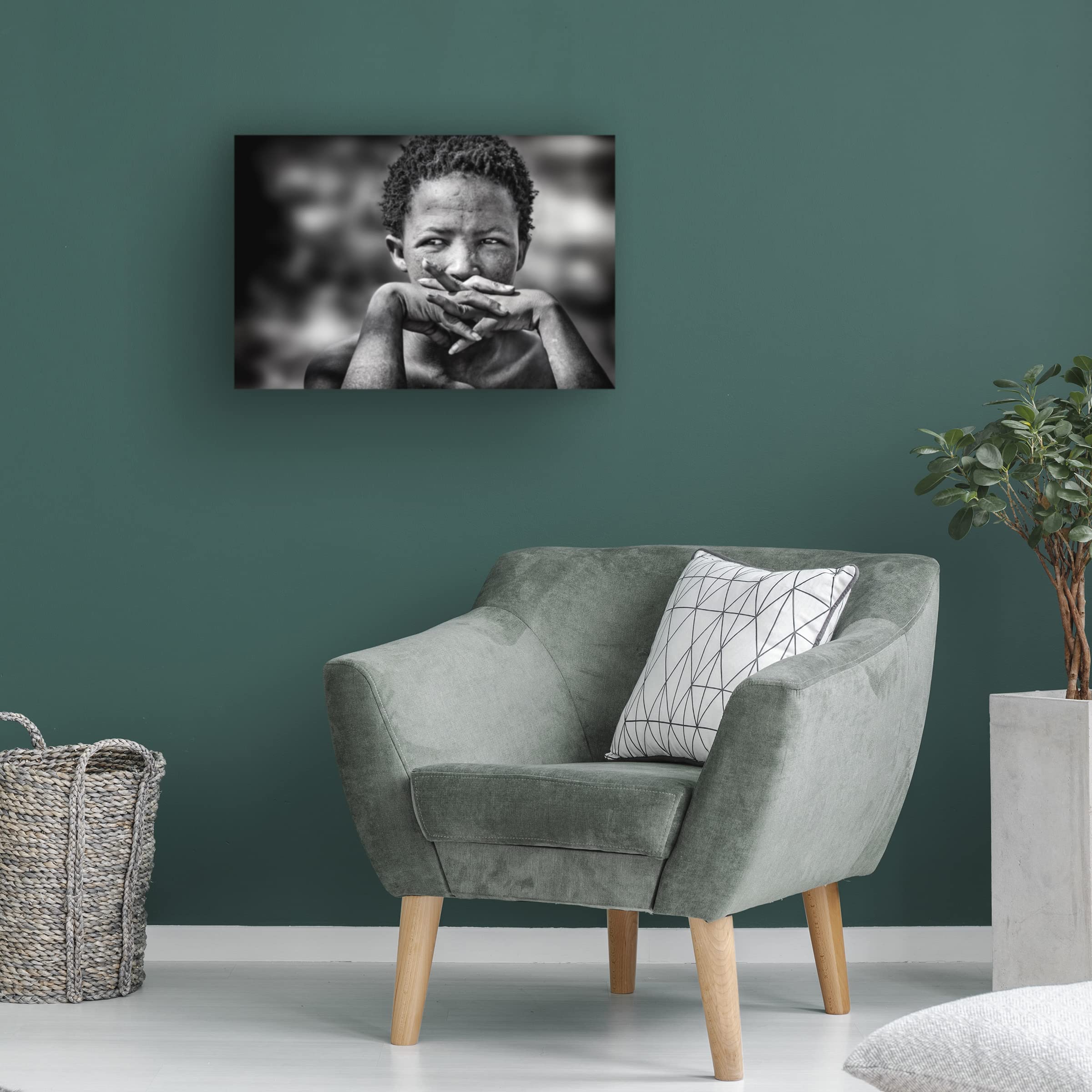 Piet Flour 'Young Bushmen Woman' Canvas Wall Art - Handmade African Tribal Painting for Living Room, Bedroom & Office Decor