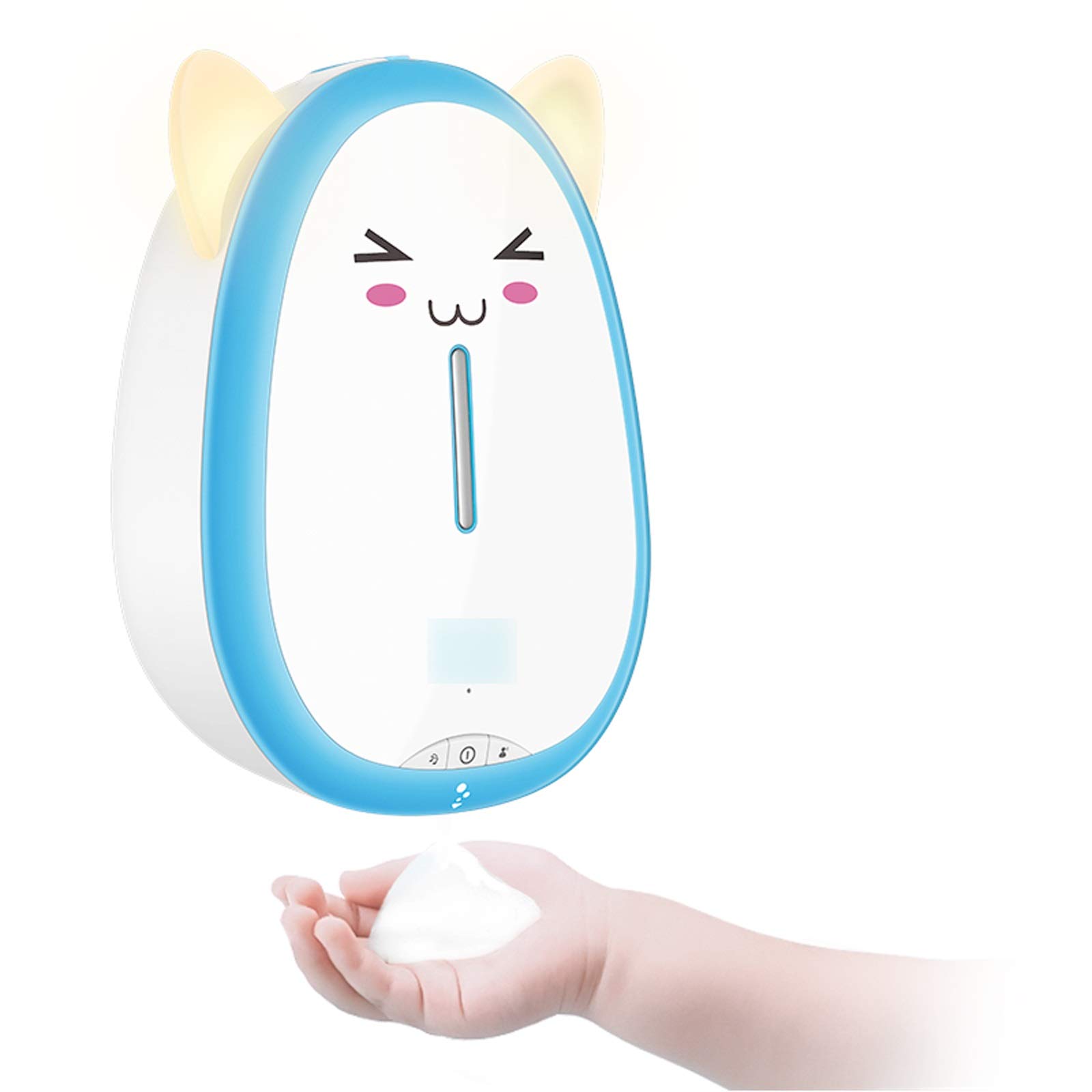Automatic Foam Soap Dispenser with Motion Sensor - Touchless Wall Mounted Refillable Liquid Soap Dispenser for Kitchen, Bathroom, Kids & Phone Cleaning - Cute Voice Prompt Design (White)