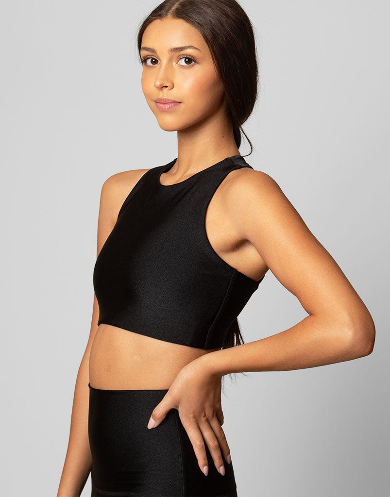 Ultraluxe Black Crop Top - Women's Fashion Staple for Casual Wear & Night Out