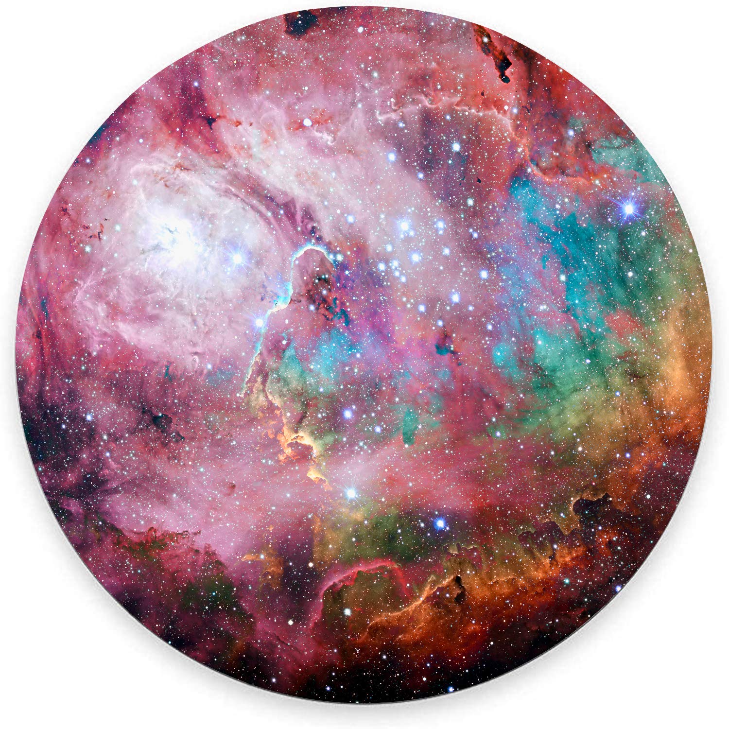 Galaxy Mouse Pad - Red and Green Nebula Design, Non-Slip Rubber Base, Waterproof Gaming Mouse Mat for Office, Home & Travel (7.9