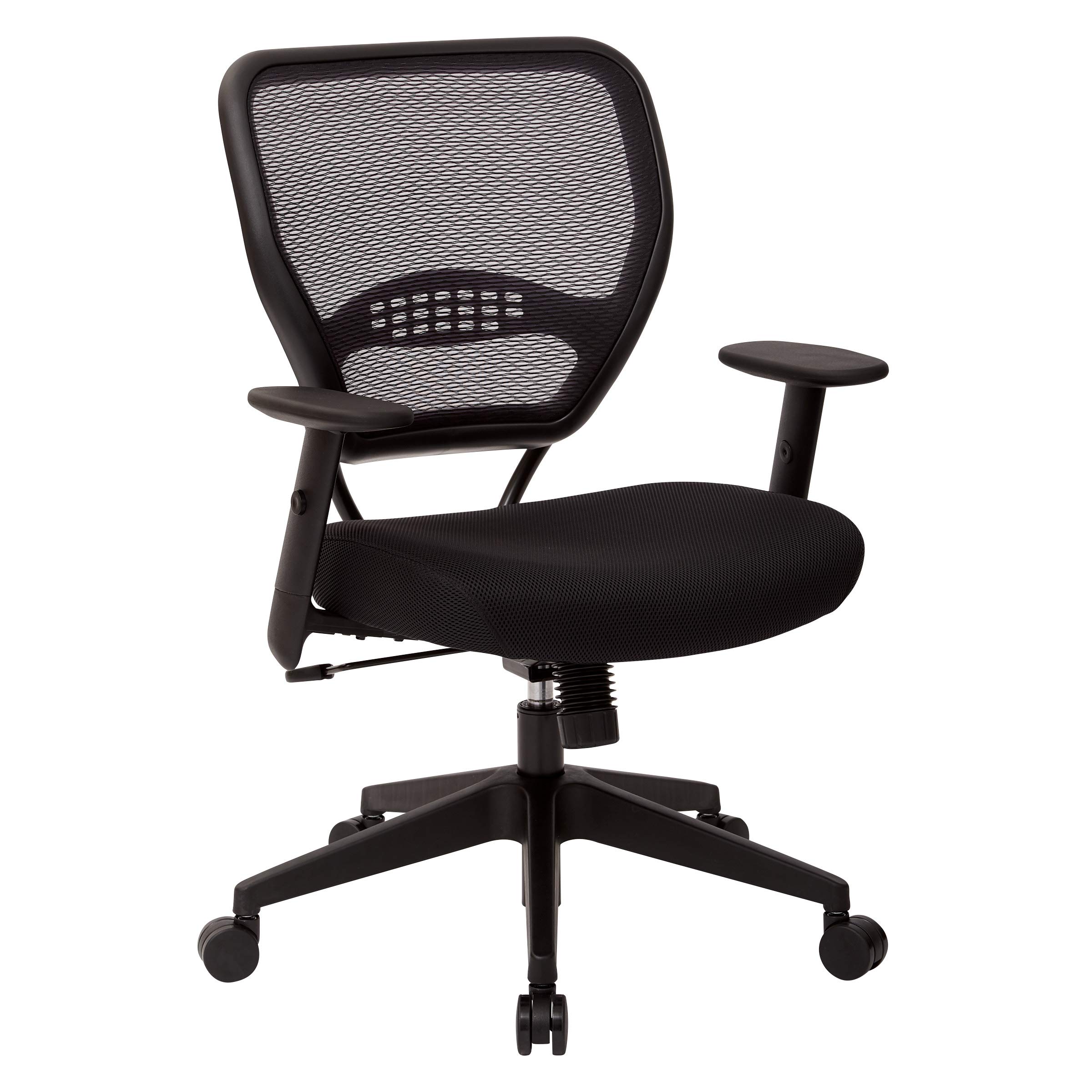 Space Seating 55 Series Professional Ergonomic Office Chair - Adjustable Black Mesh Back with Built-in Lumbar Support for Home & Office Workspaces