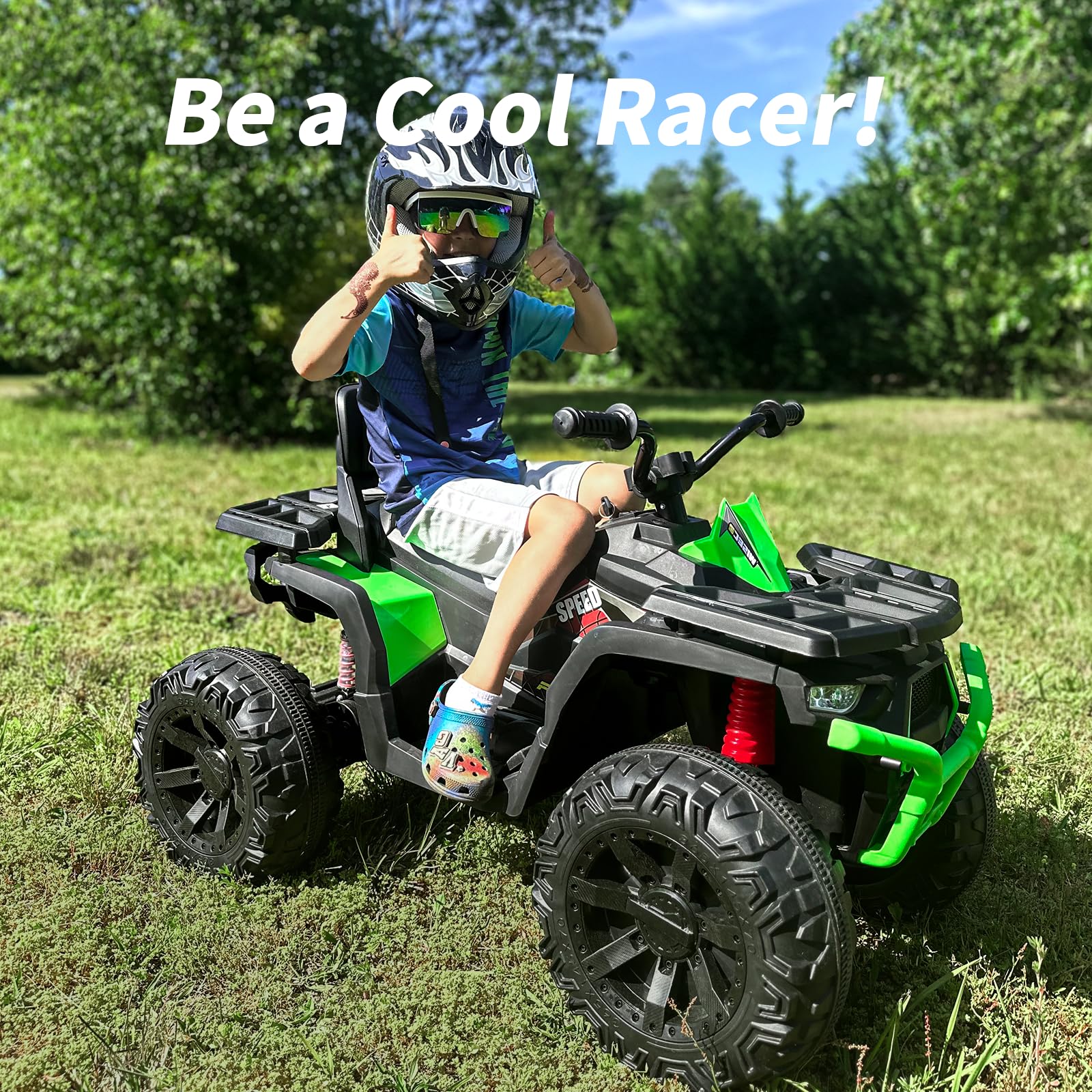 24V Kids ATV 4 Wheeler - 400W Motor Electric Ride-On Toy Car for Big Kids, 2 Seater in Green | Outdoor Adventure & Backyard Fun for Boys & Girls