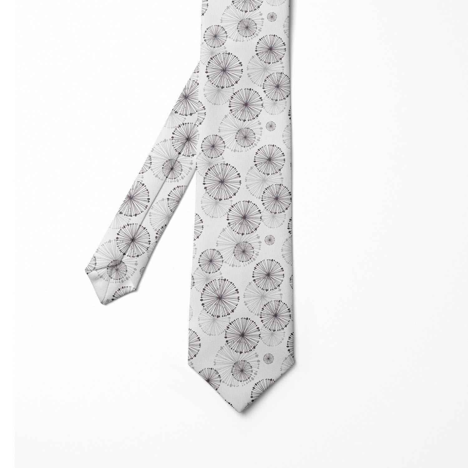 Ambesonne Men's Silk Tie - Elegant Dandelion Floral Pattern Necktie for Business, Wedding & Formal Events - 3.7