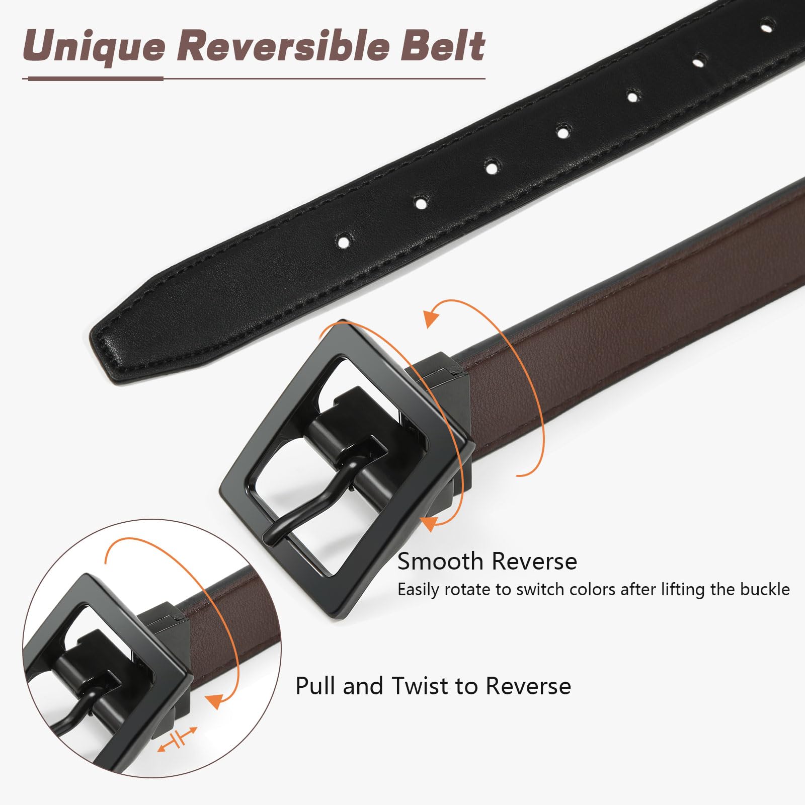 Reversible Kids Belts for Boys - Adjustable Brown & Black Leather Belt for School Uniforms, Jeans & Casual Wear | Durable & Stylish Waistband for Everyday Use