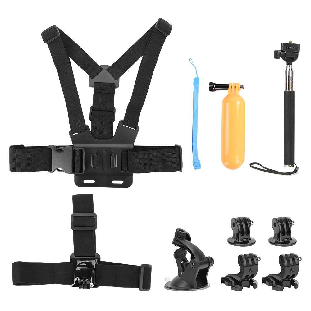 6 in 1 Universal Action Camera Accessory Kit - Selfie Stick, Tripod Adapter, Long Screw, Suction Cup, Chest Strap & J Hook for GoPro Hero 7/6/5 - Perfect for Cycling, Hiking, Vlogging & Outdoor Adventures