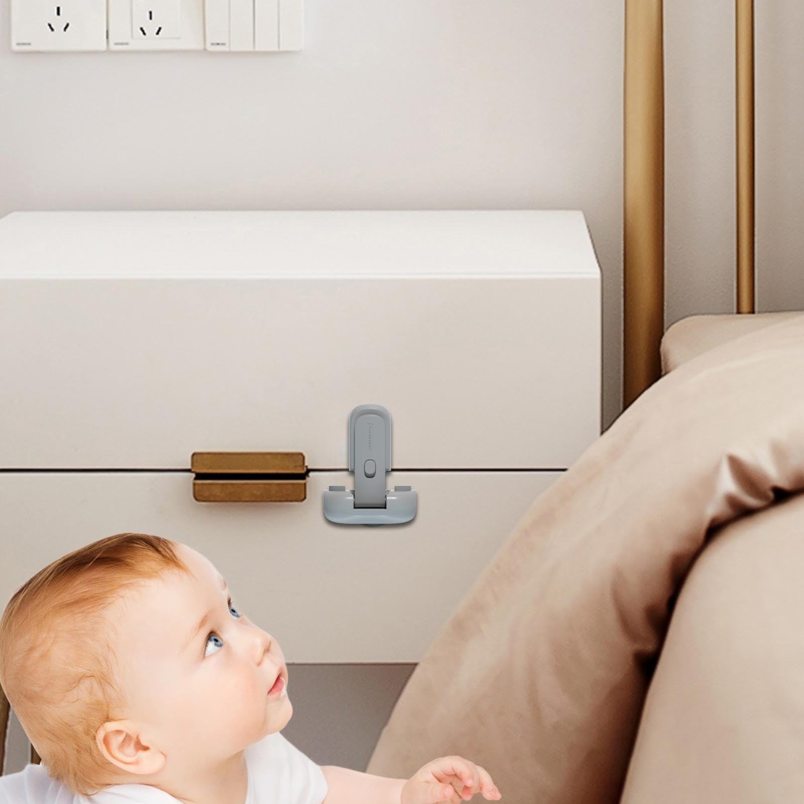 Child Safety Fridge Locks - Self-Adhesive Baby Proof Refrigerator Lock | Secure Multifunctional Door Latch for Home Kitchen Safety | Perfect for Toddler Protection & Pet Proofing