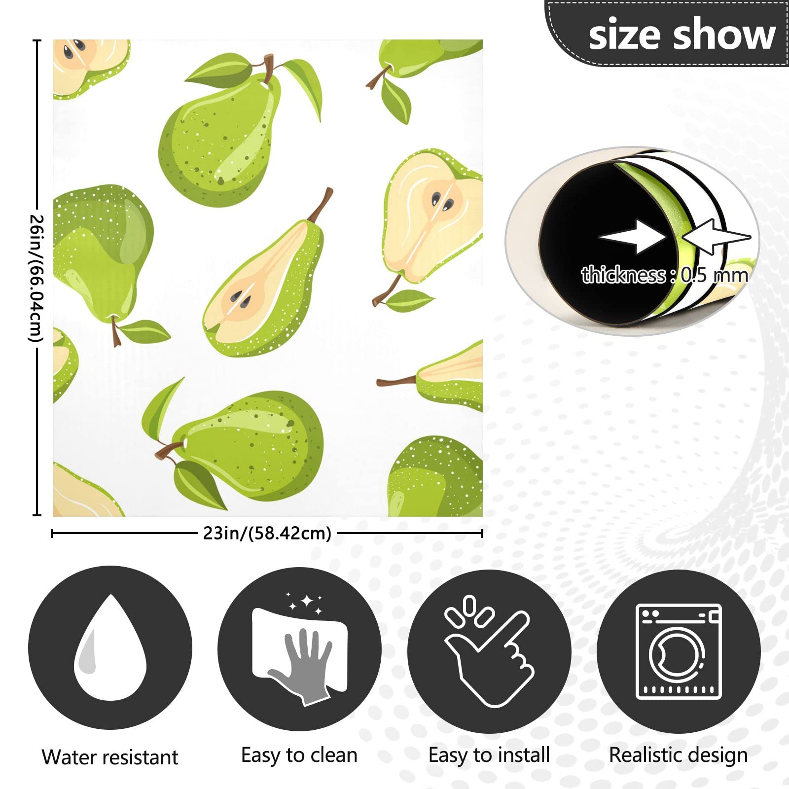 Green Pear Fruit Pattern Dishwasher Magnet Cover - Easy Update Magnetic Sticker for Refrigerator & Appliances - 23x26 Inch Home Decor for Kitchen Cabinet, Dishwasher Door & Washer Panel - Perfect for Modern Kitchen, Laundry Room & Home Renovation