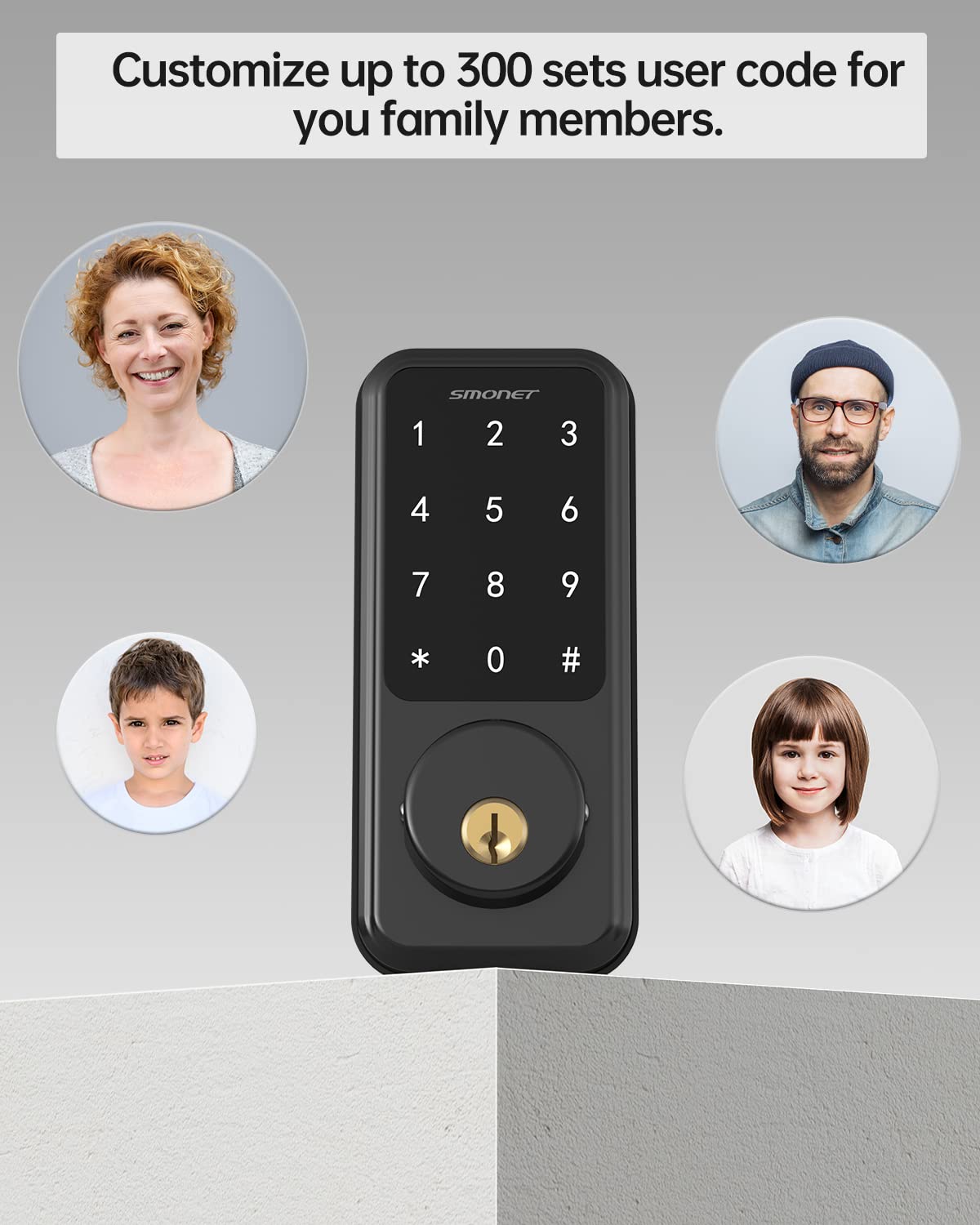 SMONET Smart Lock - Touchscreen Keypad Deadbolt with WiFi & Bluetooth, Keyless Entry Door Lock for Home & Office, Alexa Compatible - Secure Front Door Access for Vacation Rentals, Airbnb & Apartments