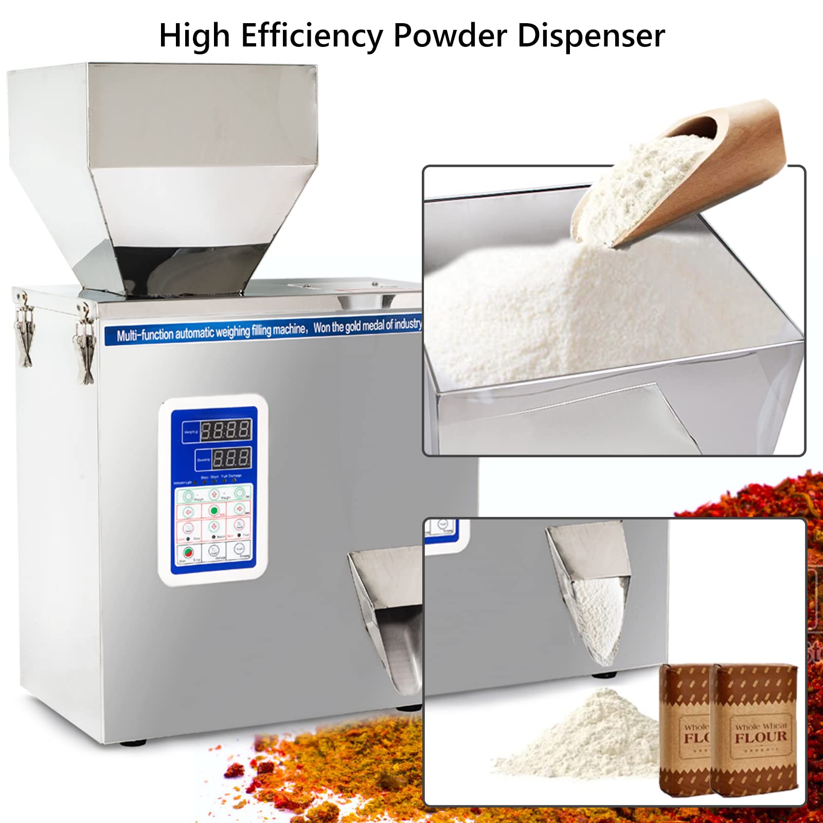 Automatic Powder Filling Machine for 1-200g (0.44 lb) - Multifunctional Particle Packaging Equipment for Spices, Coffee & Tea | Home & Commercial Use