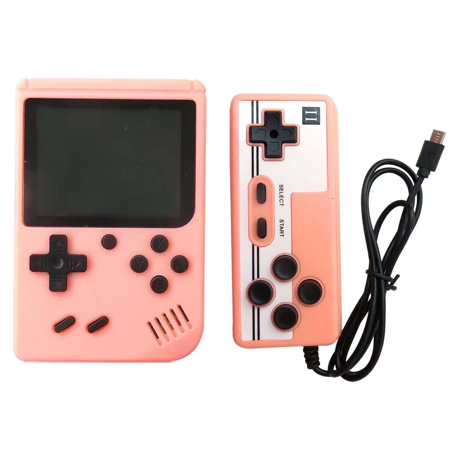 2-Player Retro Handheld Game Console - Built-in 500 Classic 8-bit FC Games, Portable Gaming Device for Kids & Adults, Perfect Gift for Gamers (Pink) | Ideal for Travel, Parties & Family Entertainment
