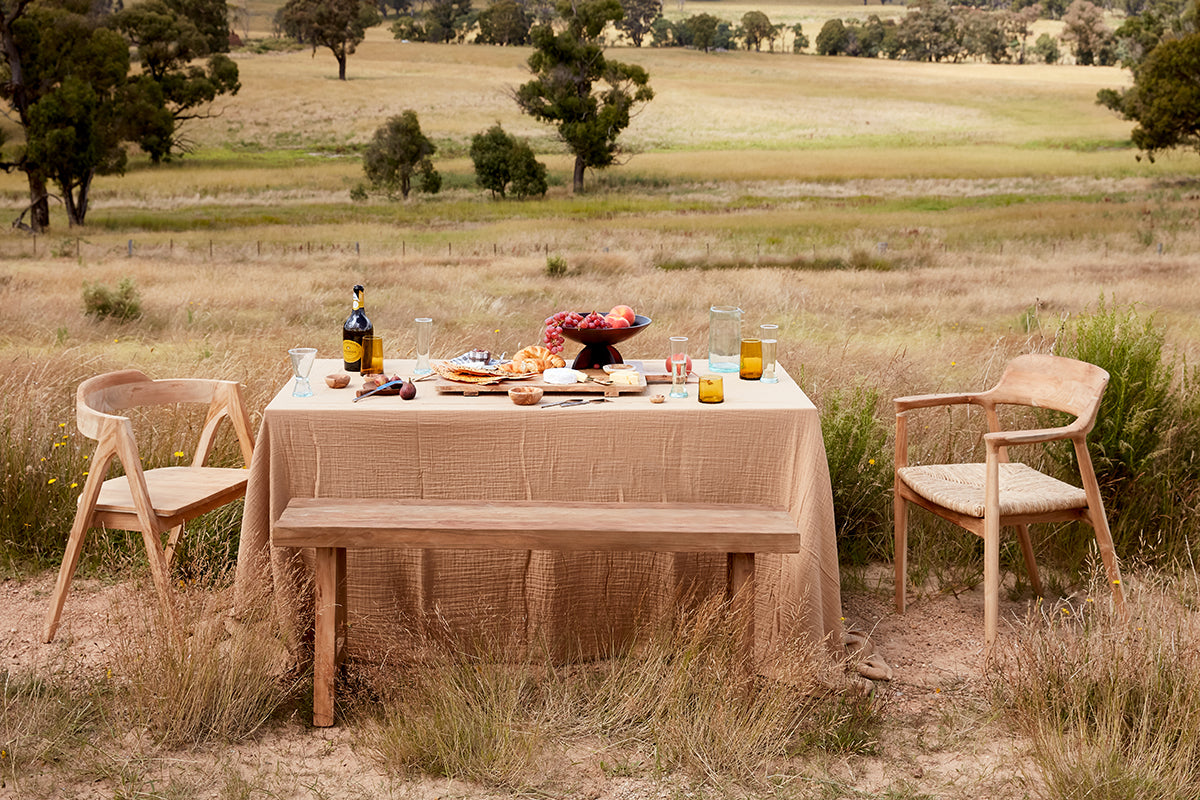 Premium Enes Tablecloth in Nutmeg - Waterproof & Stain-Resistant Polyester Fabric for Dining, Parties, and Outdoor Events
