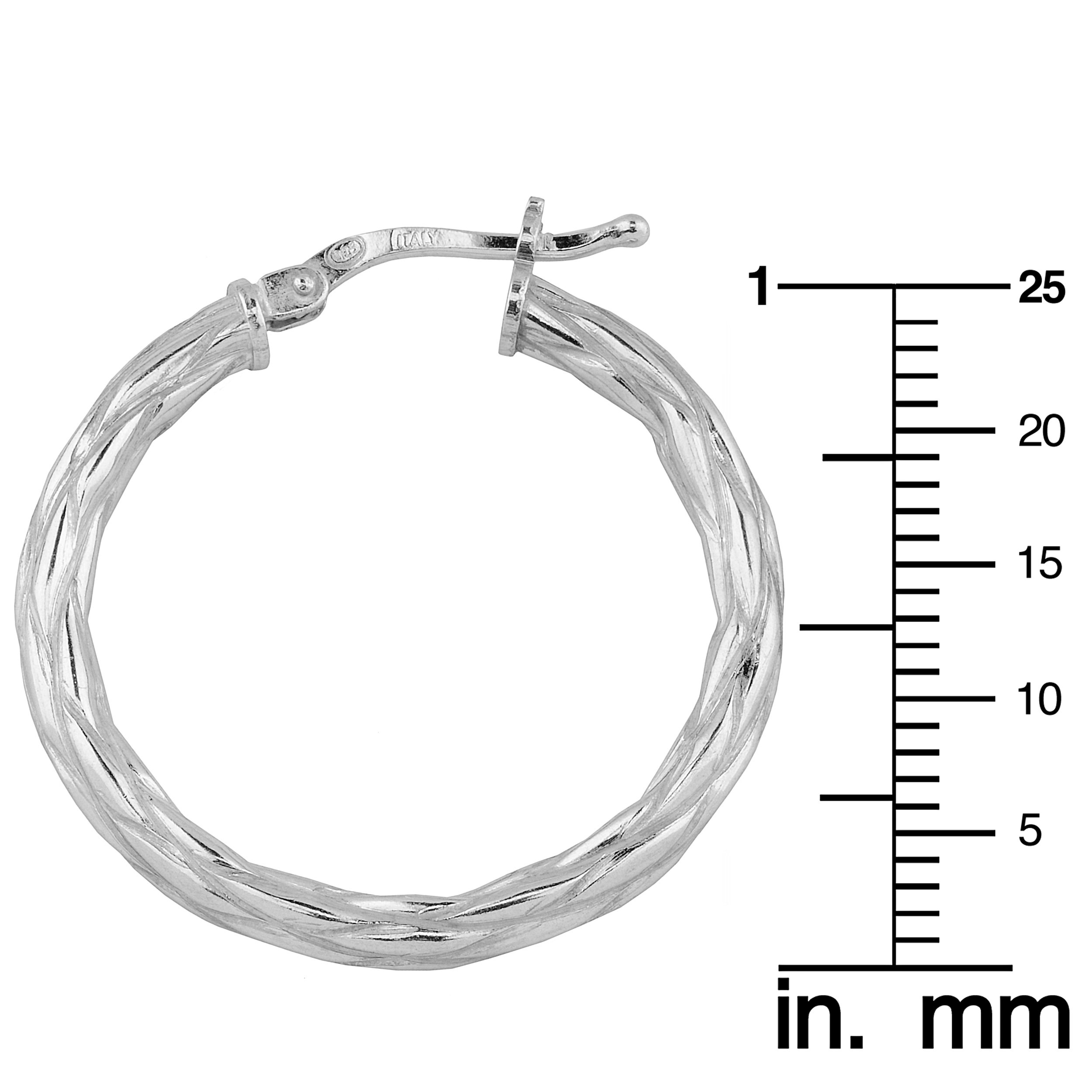 Kooljewelry Sterling Silver 3x22mm Weave Design Round Hoop Earrings for Women - Trendy Boho Jewelry for Everyday Wear & Special Occasions
