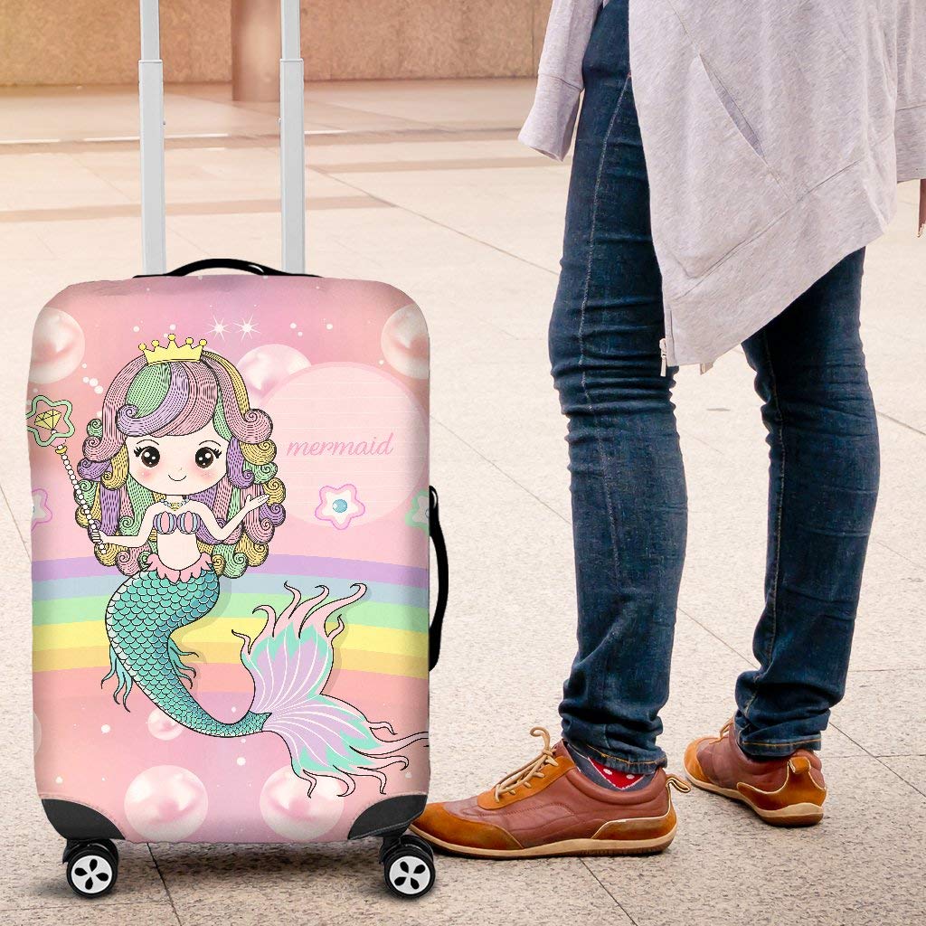 Personalized Mermaid Luggage Cover - Waterproof Suitcase Protector for Travel Accessories (Medium Size) - Perfect Gift for Beach Vacations & Cruise Trips