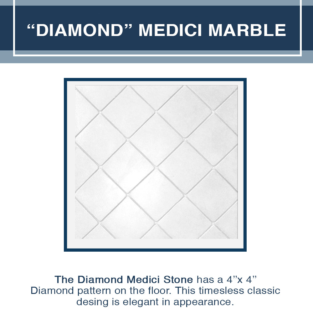 Premium Carrara Marble Diamond Corner Shower Enclosure Kit - Waterproof & Durable Bathroom Upgrade for Modern Homes, Spa-Like Shower Experience