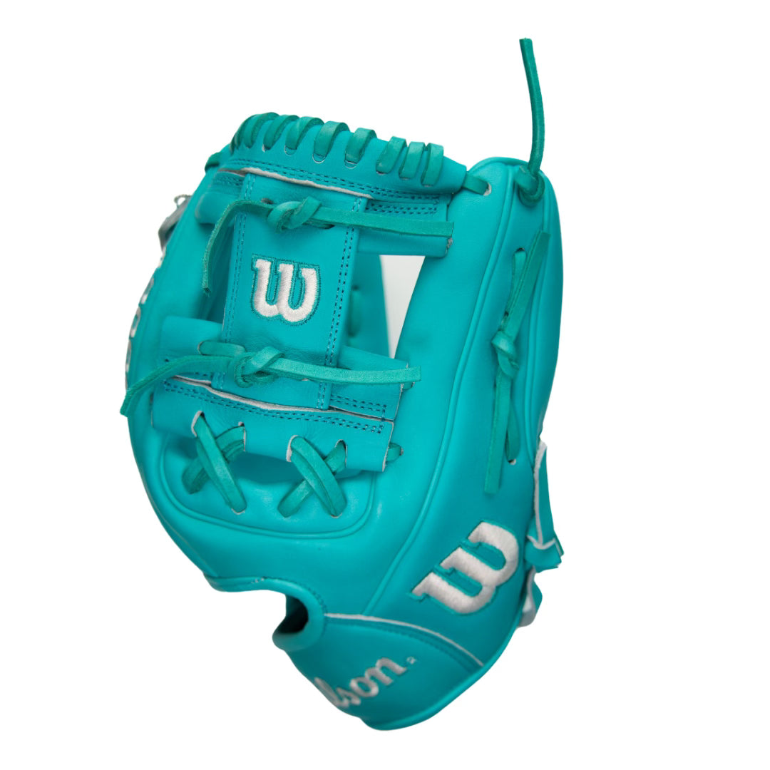 Wilson A2000 1786 Mahi 11.5 Inch Infield Baseball Glove - Premium Leather Teal & White - Perfect for Infield Practice, Games & Training