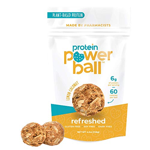 Protein Power Ball - High Protein Energy Bites | Gluten Free, Dairy Free, Soy Free Healthy Snacks | Lemon Coconut Flavor (12 Pack) | Perfect for Gym, Hiking & On-The-Go Nutrition